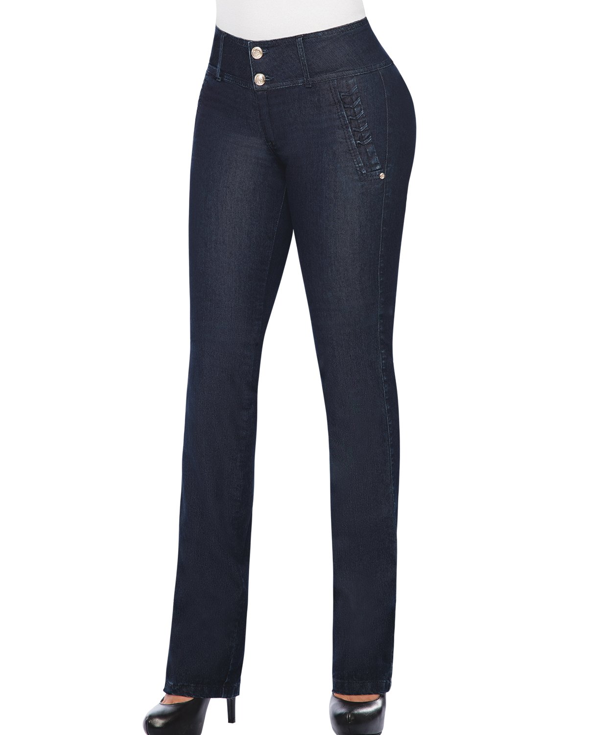 Equilibrium J8616 Women's Boot Cut Jeans - Mid Rise Stretch Denim Pants with Butt Lifting Design | Comfortable & Flattering Fit for Casual Wear, Office & Night Out