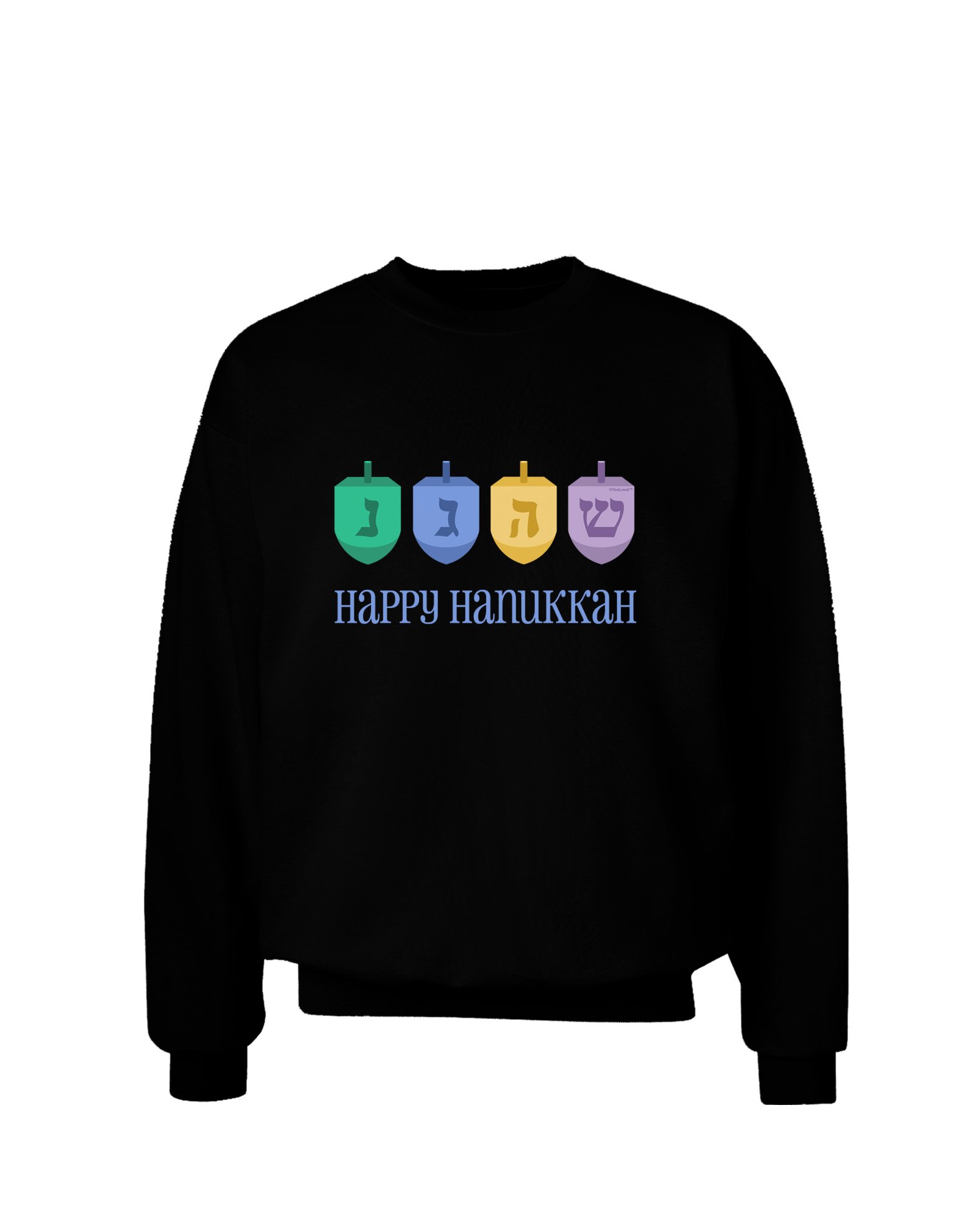 Happy Hanukkah Dreidels Dark Sweatshirt for Adults - Cozy Holiday Pullover for Hanukkah Celebrations & Winter Gatherings