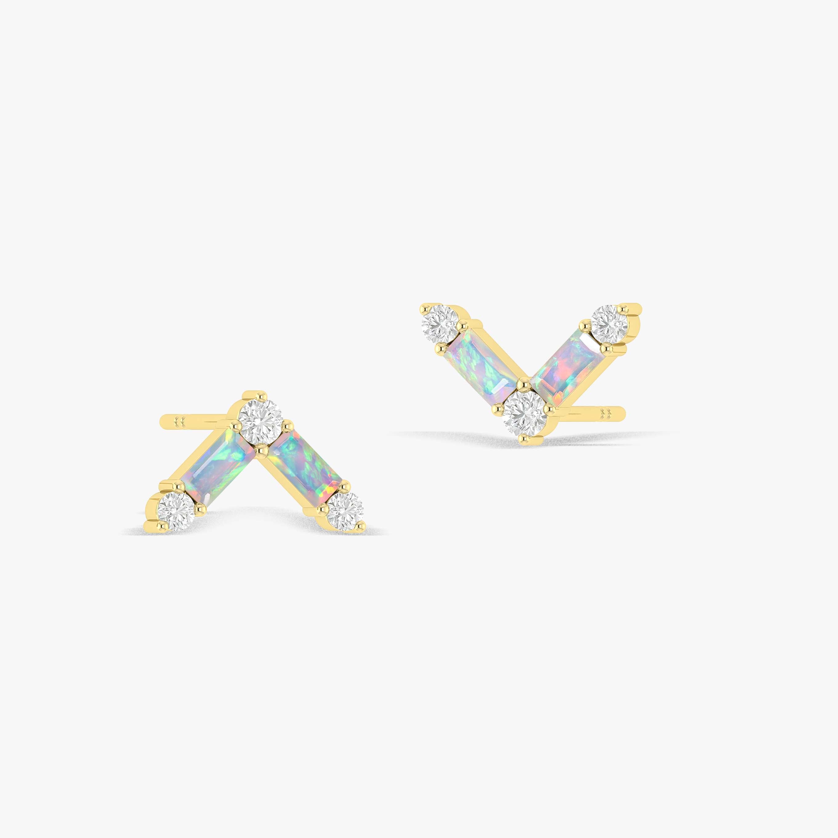 Natural White Opal AV Style Stud Earrings – Hypoallergenic Sterling Silver Earrings for Women | Perfect for Everyday Wear, Parties & Gifts