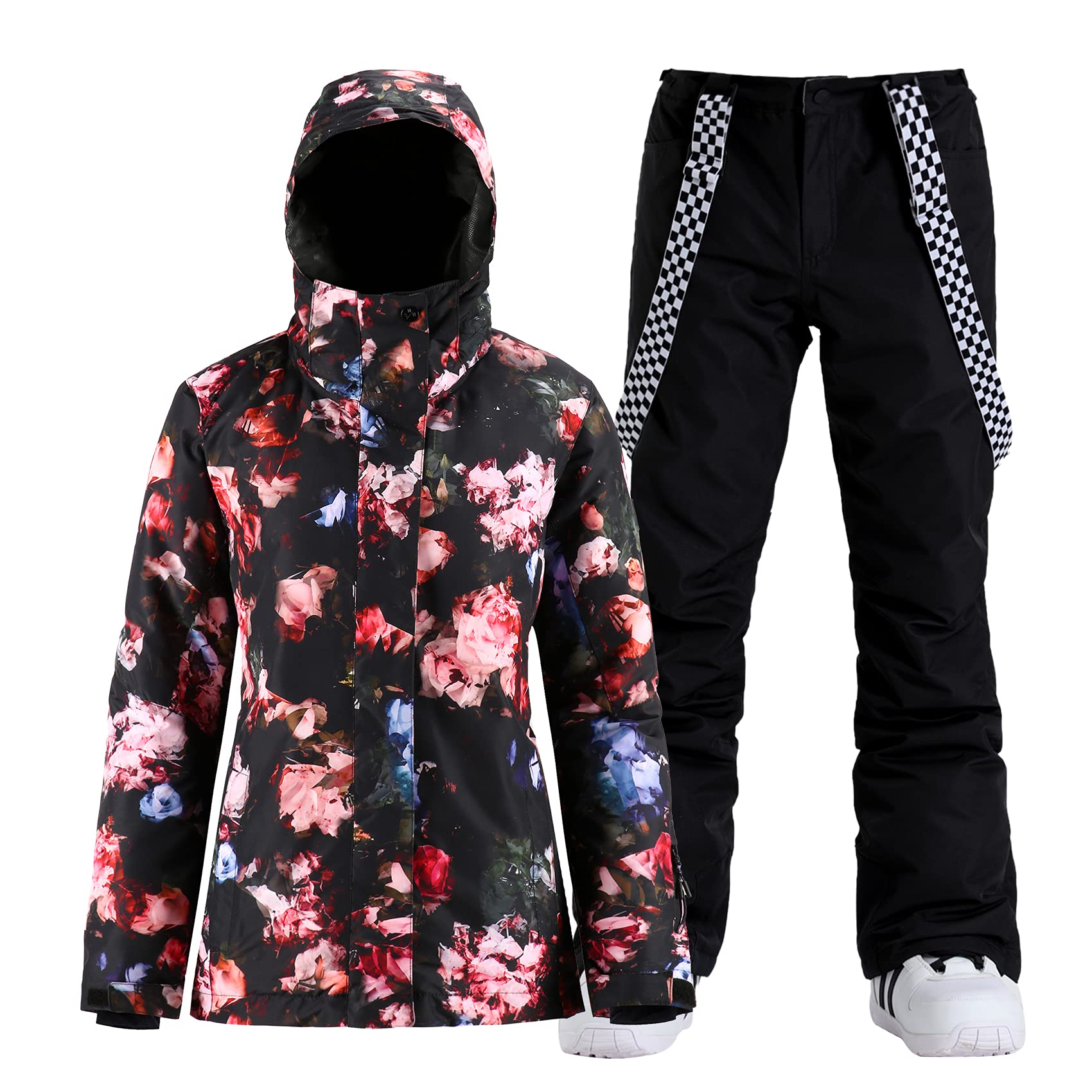 GSOU SNOW Women's Waterproof Ski Jacket and Pants Set - Windproof Snowboarding Suit with Hood for Winter Sports | Perfect for Skiing, Snowboarding & Outdoor Winter Activities