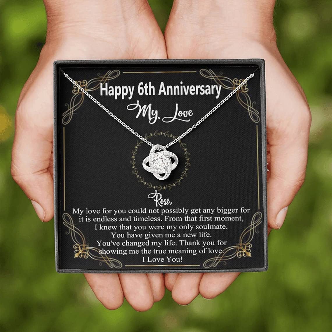 Custom 6th Wedding Anniversary Necklace for Wife - Personalized Gift for Her Birthday, Christmas & Anniversary - Elegant Married Couple Jewelry for Special Occasions