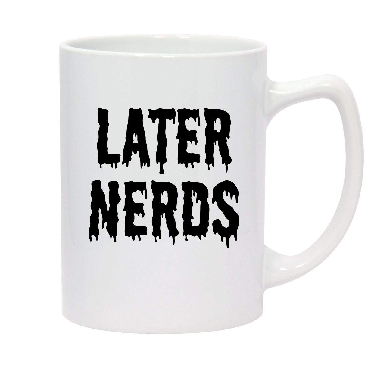 Later Nerds - 14oz White Ceramic Statesman Coffee Mug for Office, Home & Gifts | Premium Insulated Travel Mug for Hot & Cold Beverages