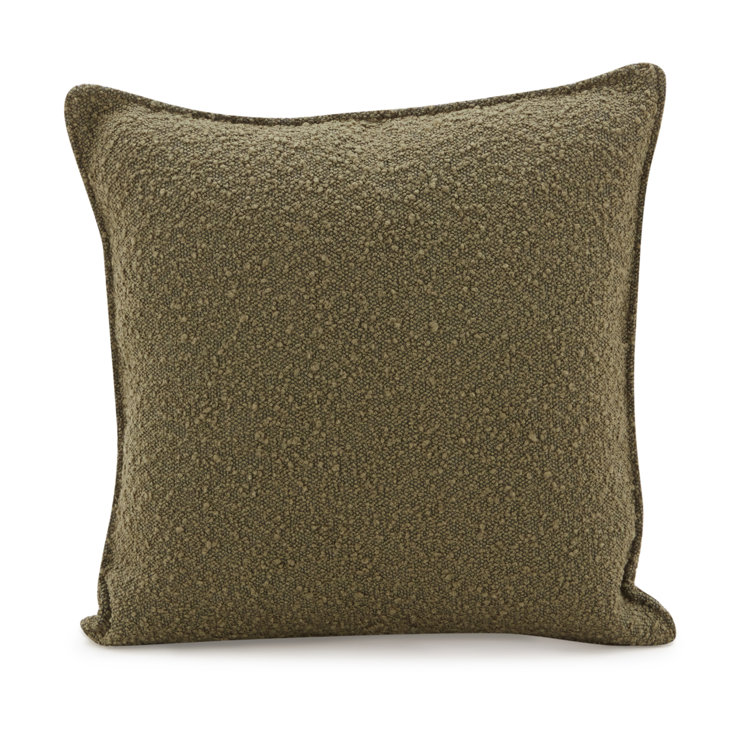 Olive Green Boucle Throw Pillow Cover - Soft Textured Decorative Cushion for Sofa, Bed & Living Room