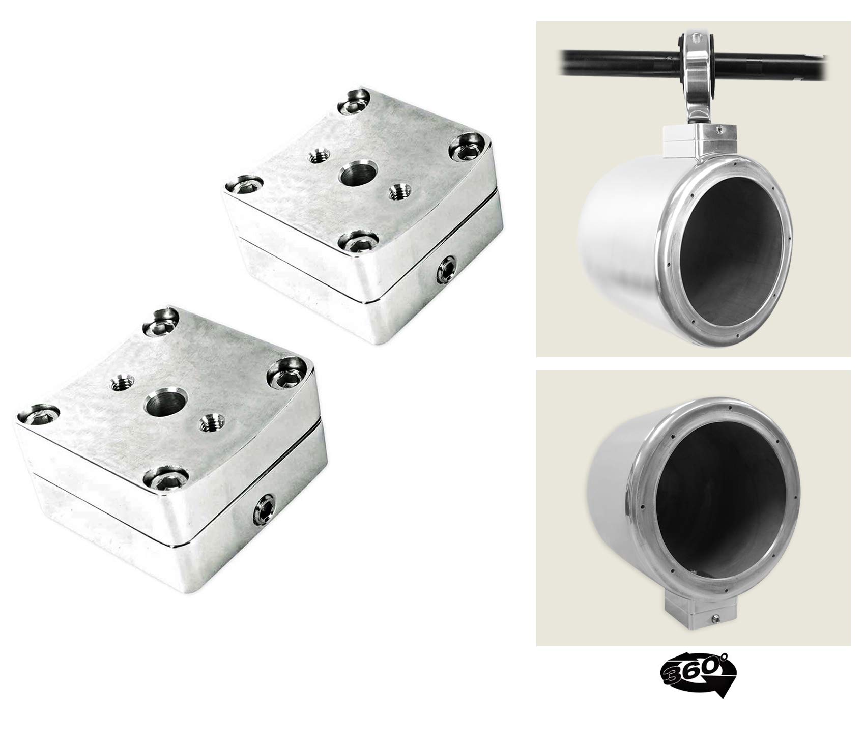 (2) Kicker CSC693 6x9 360 Degree Swivel Chrome Tower Speakers - High Power Audio for RZR, ATV, UTV - Perfect for Off-Road Adventures & Outdoor Parties