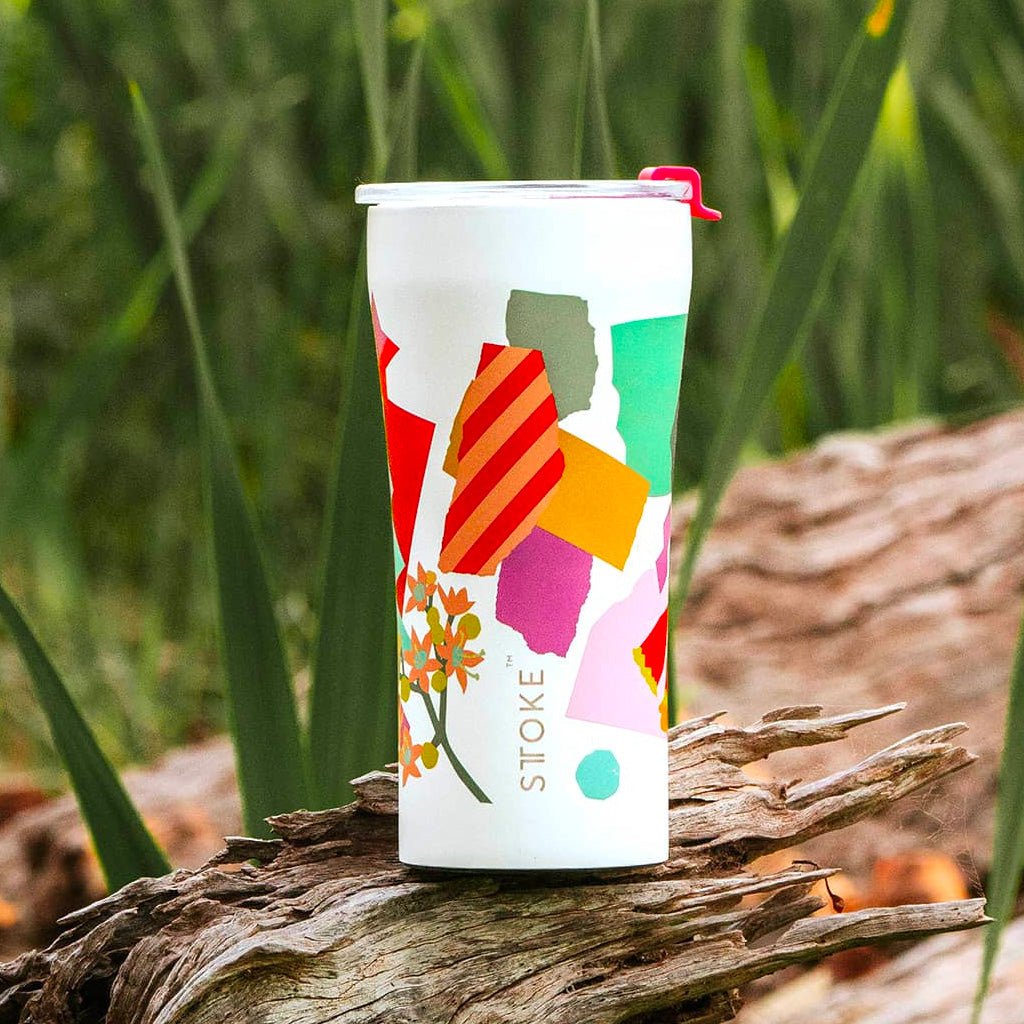 Sttoke 12oz Reusable Tumbler with Lid - Insulated Stainless Steel Travel Mug for Hot & Cold Drinks, Beautiful Summer Floral Design - Perfect for Coffee, Tea, Iced Beverages at Home, Office or Outdoor Adventures