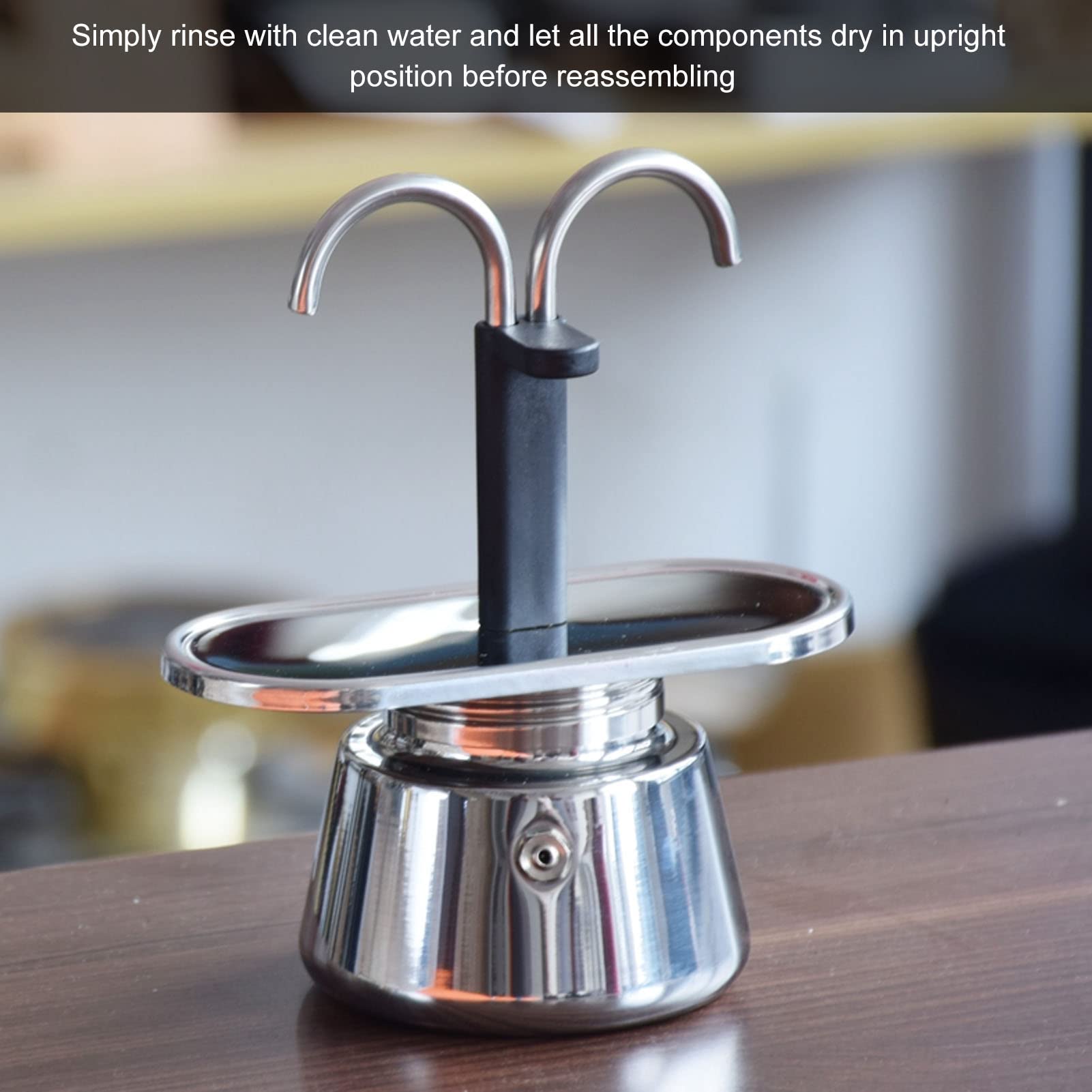 2 Cup Stovetop Espresso Maker - 100ML Stainless Steel Double Spout Moka Pot for Perfect Italian Coffee | Ideal for Home, Office & Camping Brewing (Cups Not Included)