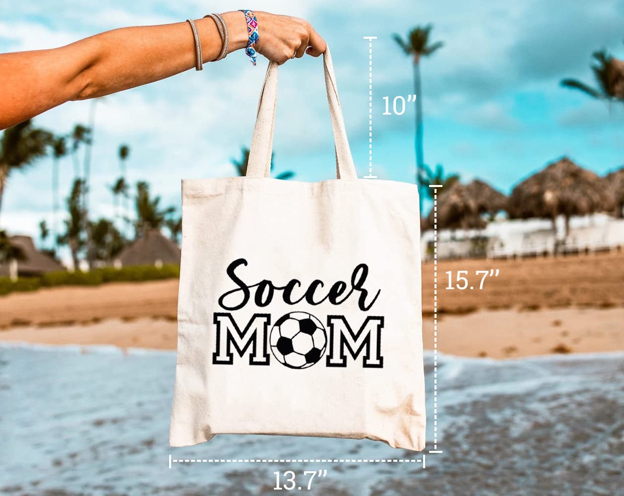 Soccer Mom Tote Bag - Large Reusable Canvas Grocery Shopping Bag for Women - Funny Football Themed Gift for Moms - Perfect for Sports Games, School Runs & Grocery Trips
