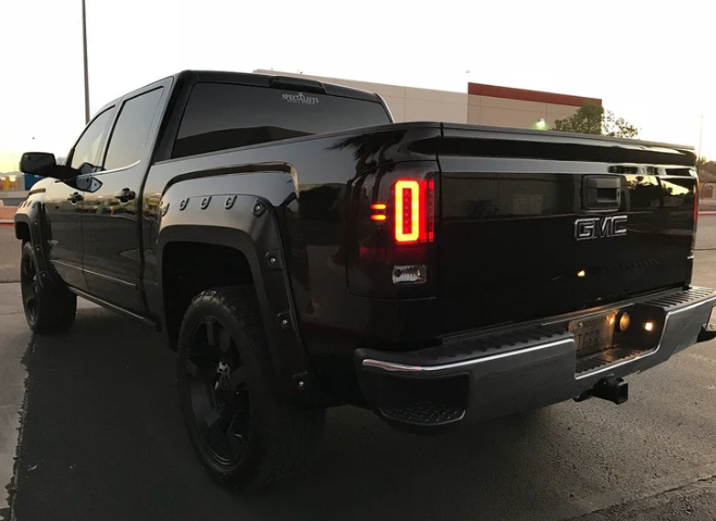 GMC Sierra 1500 2014-2018 OLED Tail Lights - Dark Red Smoked (Fits 3rd Gen Single Wheel Models with OEM Halogen Lights) | Upgrade for Night Driving & Enhanced Style