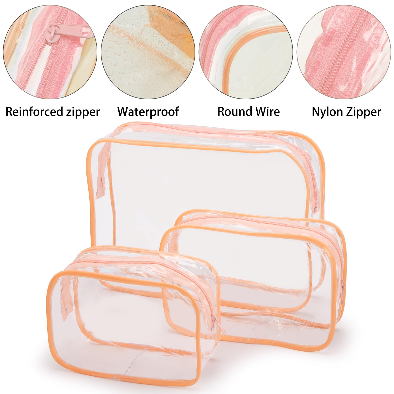 Tbestmax 10 Pack Clear Cosmetic Bags - Waterproof Travel Makeup Organizer for TSA Approved Toiletries | Perfect for Air Travel, Gym & Daily Essentials Storage
