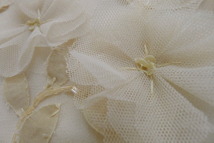 Exquisite Appliqued Silk Georgette Fabric - Premium Material for Dresses, Scarves & Home Decor | Perfect for Evening Gowns, Bridal Wear & Luxury Fashion Projects