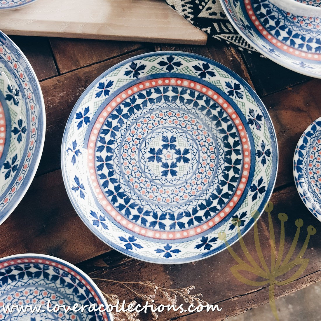 Awasaka Japan Blue Four Leaves Tea & Dinnerware Set - Premium Japanese Ceramic Tableware for Tea & Dining - Perfect for Home, Restaurants & Gifts