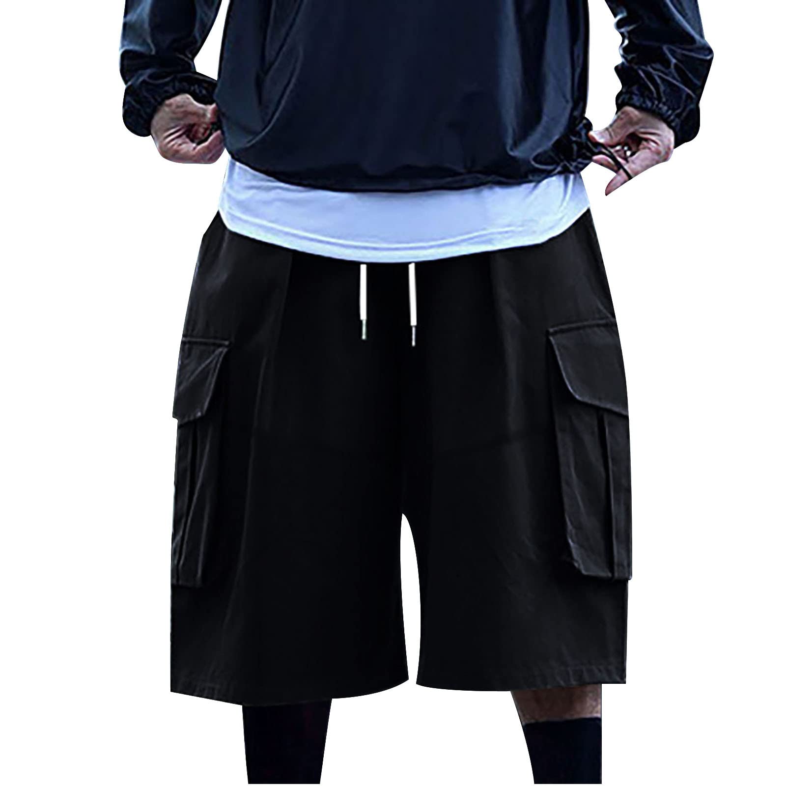 LindoMaker Men's 7 Inch Inseam Cotton Shorts - Lightweight Hiking & Athletic Running Shorts for Outdoor Activities, Gym Workouts and Summer Casual Wear - Plus Size Options Available