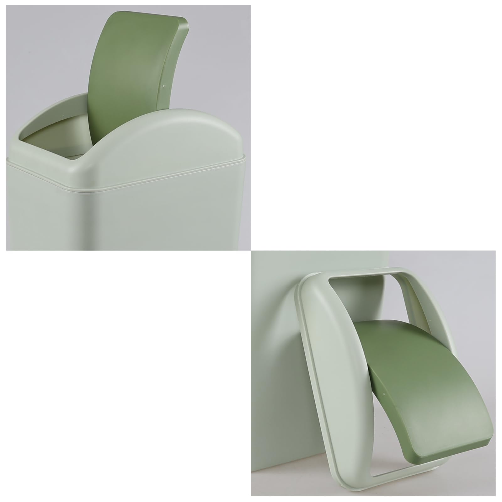 3 Gallon Swing-Top Trash Can with Lid - Green Plastic Waste Bin for Kitchen, Bathroom, Office & Outdoor Use