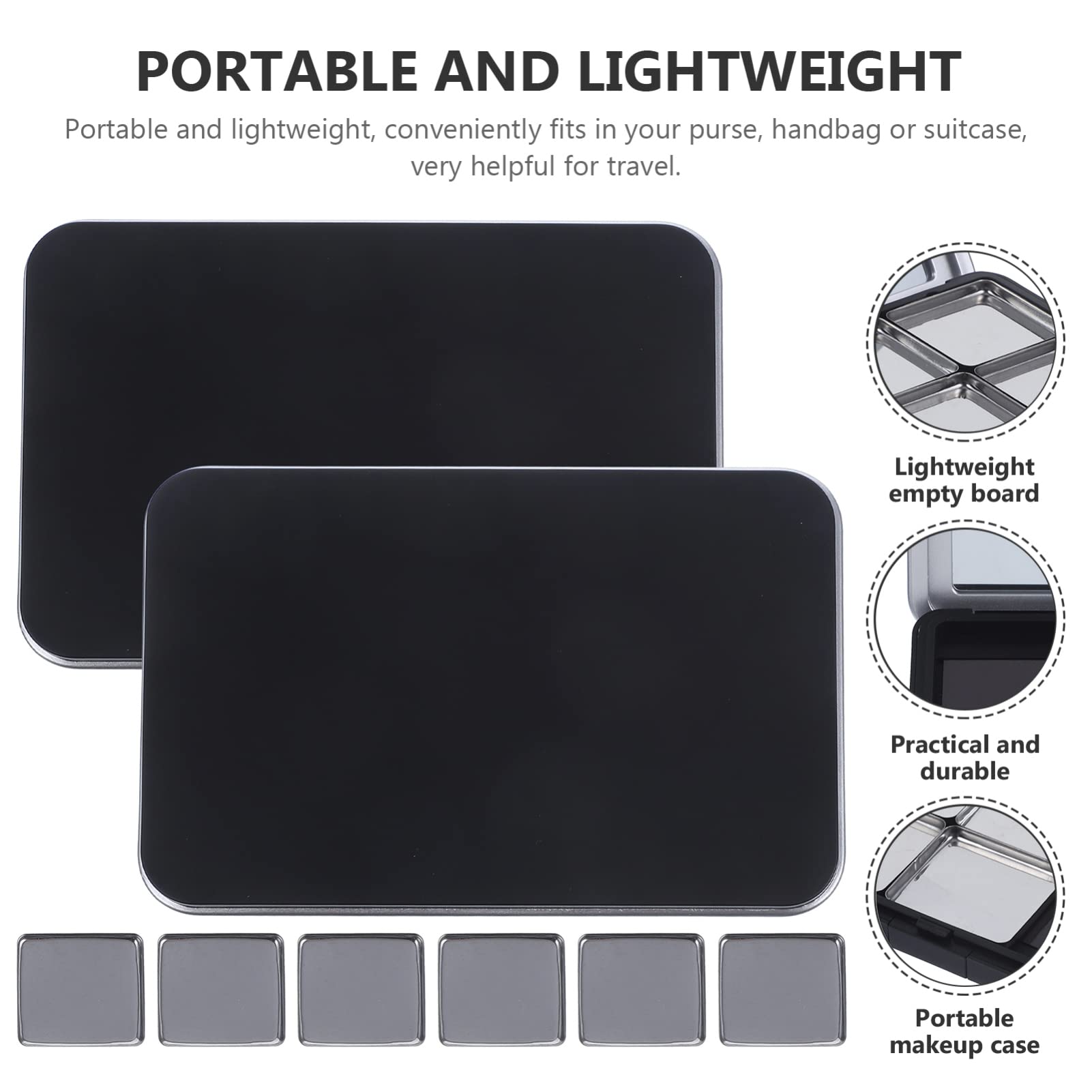 Magnetic Refillable Makeup Palette with Mirror - Empty Eyeshadow & Lipstick Palette for Custom Blush, Powder & Eyeshadow - 2PCS - Perfect for Travel & Professional Makeup Artists