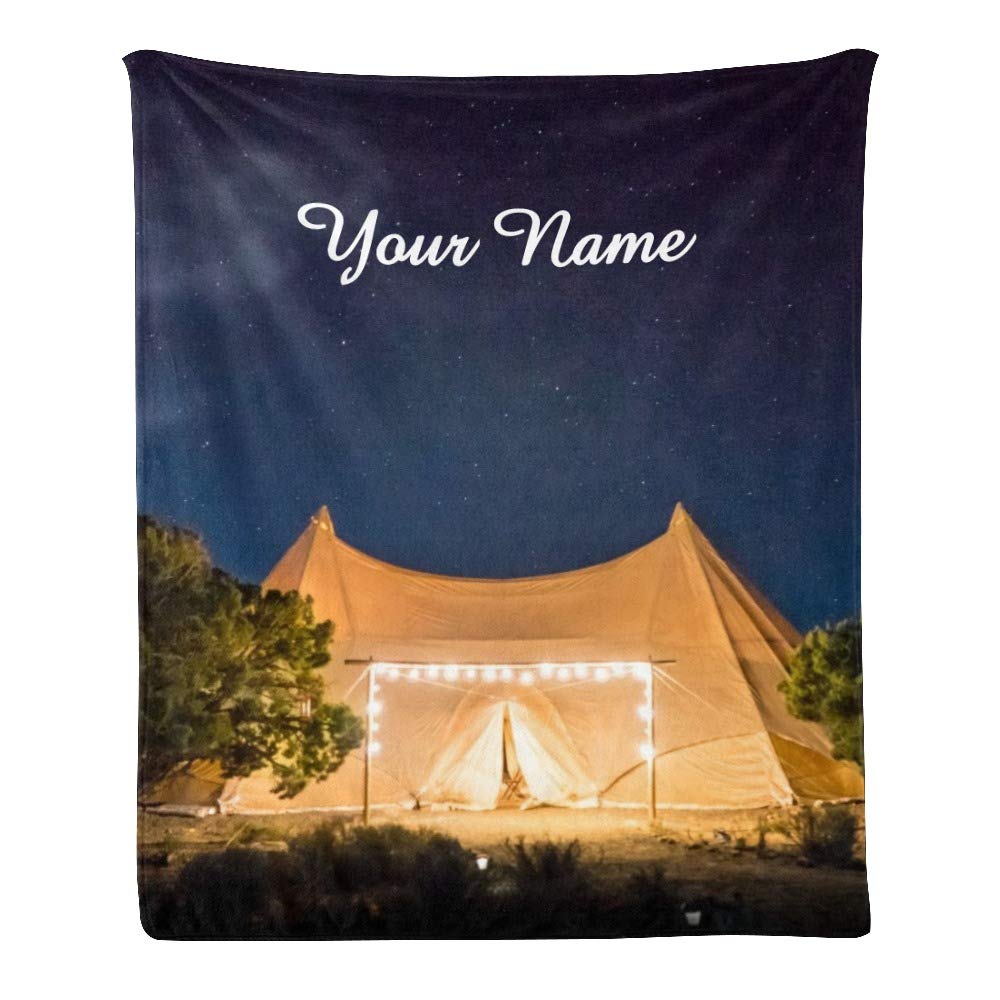 Personalized Fleece Throw Blanket with Custom Name Text - Super Soft 50x60 Inch Blanket for Camping, Couch, Sofa & Bed - Cozy Gift for Family & Friends