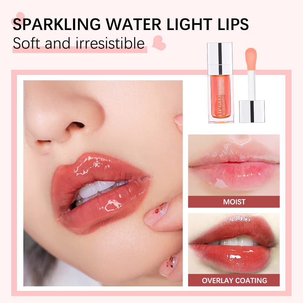 Hydrating Lip Glow Oil - Moisturizing & Plumping Lip Gloss, Non-Sticky Long Lasting Tinted Lip Oil with Rosewood (#012) to Reduce Lip Lines | Perfect for Daily Hydration, Night Care & Makeup Looks