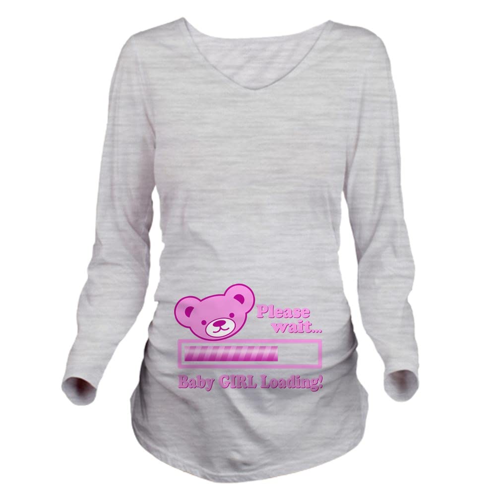 Baby Girl Loading Maternity T-Shirt - Cute Bear Design Pregnancy Tee for Expecting Moms - Perfect for Baby Showers, Gender Reveals & Maternity Photos