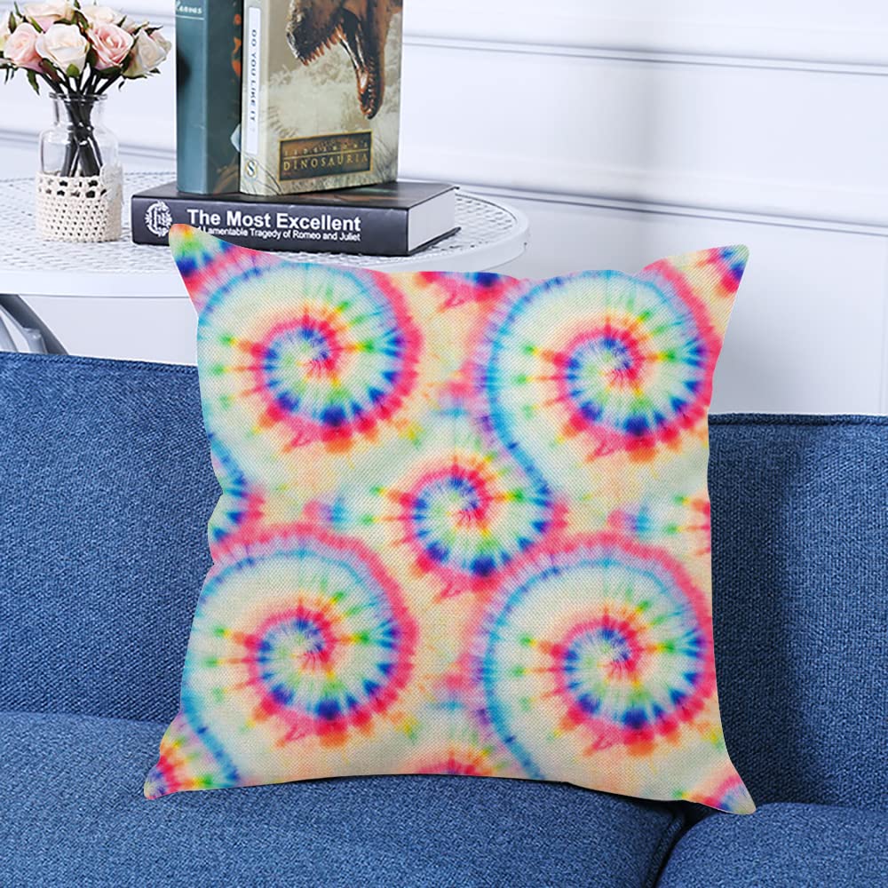 **Tie Dye Square Throw Pillow Covers 18x18 Inch - Decorative Cushion Cases for Sofa, Couch & Bed - Boho Home Decor for Living Room, Bedroom & Dorm**