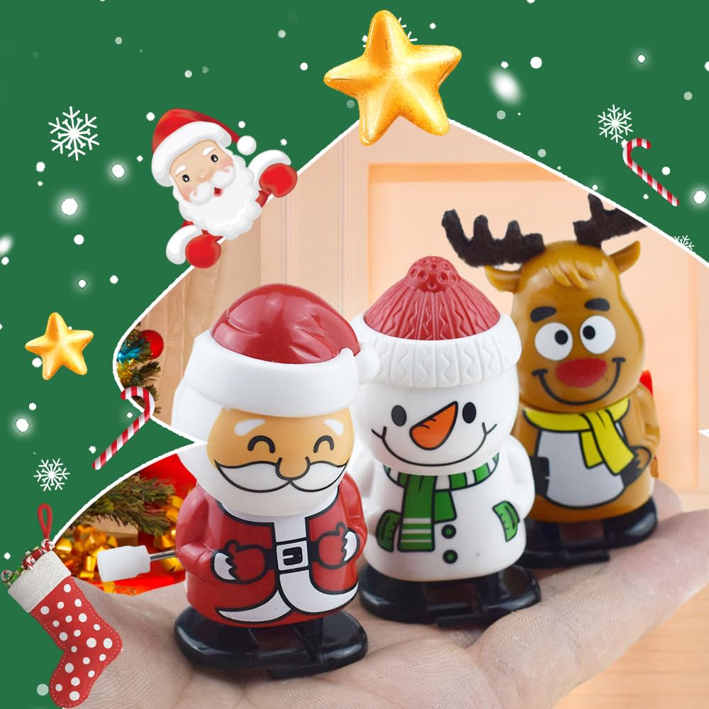 8Pcs Christmas Wind Up Toys - 2024 Upgraded Clockwork Party Favors, Stocking Stuffers & Funny Gifts for Kids (Santa, Snowman, Reindeer) - Perfect for Holiday Parties, Gift Exchanges & Festive Decorations