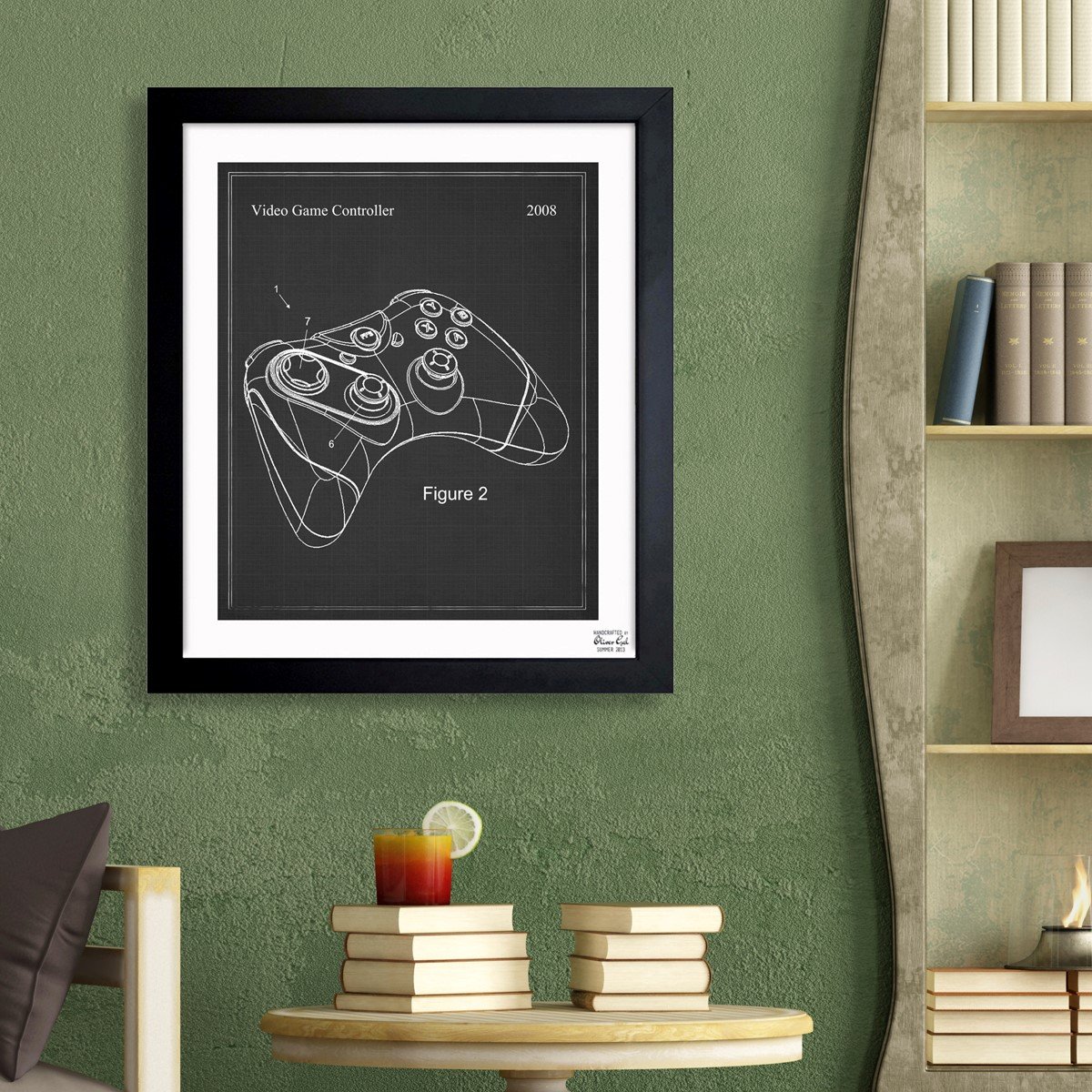 Oliver Gal 'Video Game Controller 2008' Framed Wall Art - 15x18 Inches - Retro Gaming Decor for Bedroom, Living Room & Game Room