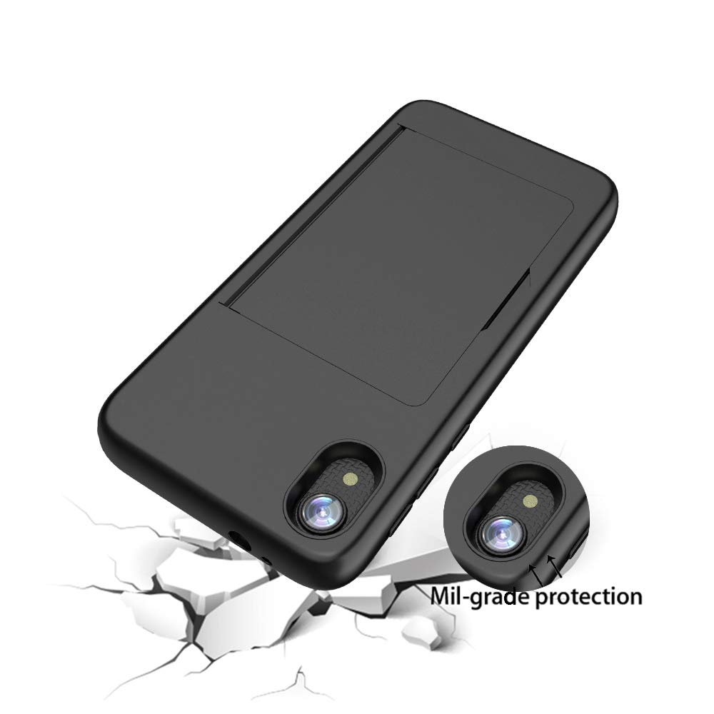 iPhone X/XS Wallet Case with Credit Card Slot & Card Holder - Slim Protective Cover for Daily Use, Travel & Business (Black)