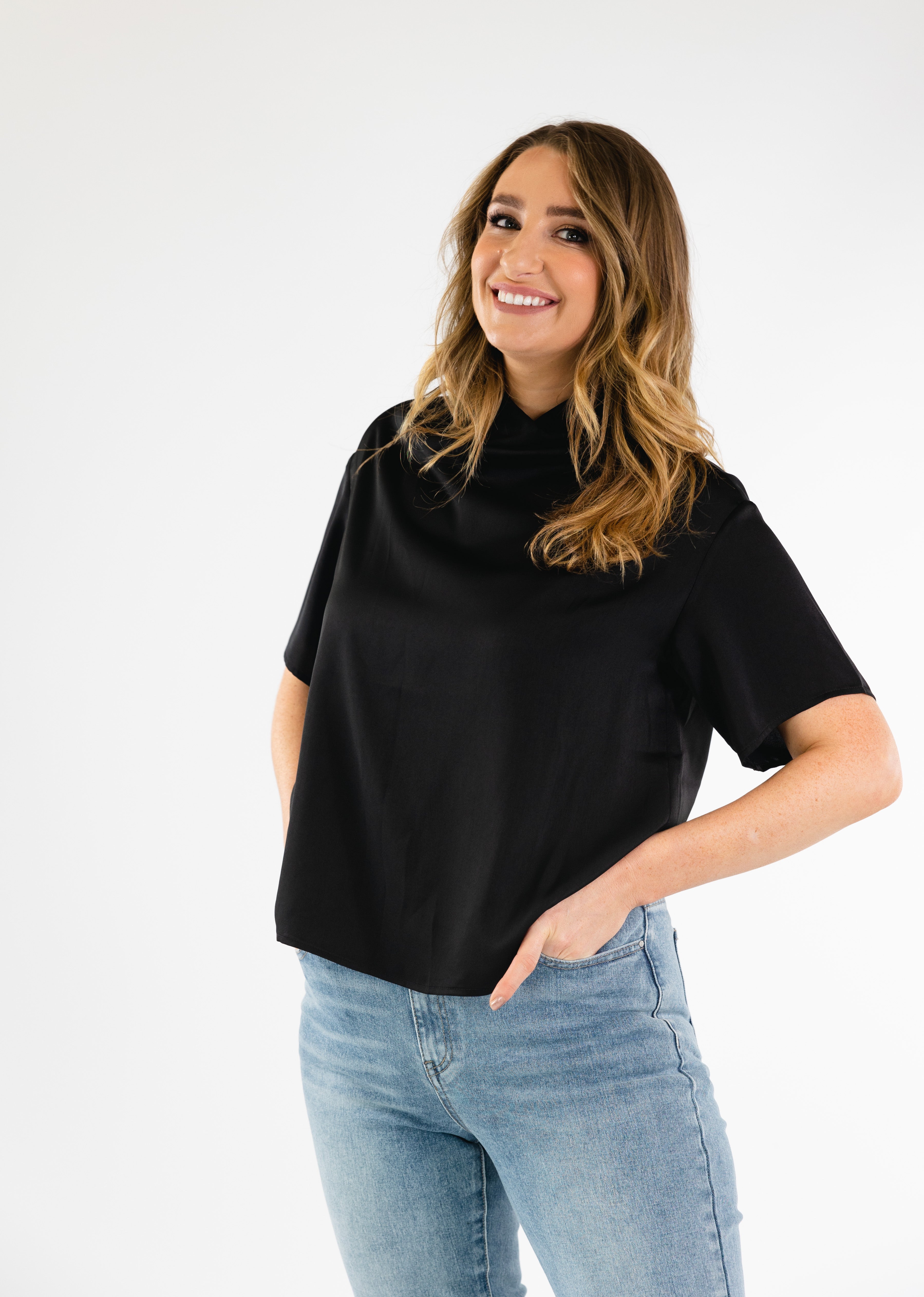 Hazel Top for Women - Soft & Comfortable Black Blouse - Perfect for Casual Wear, Office & Date Nights