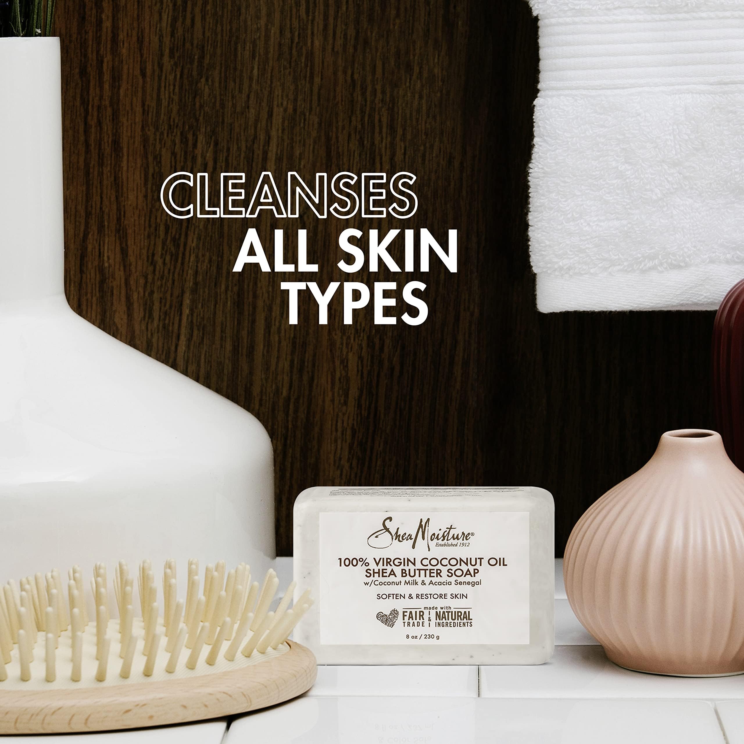 SheaMoisture Shea Butter Body Wash Bar Soap - 6 Pack | Moisturizing & Cleansing Bar Soap with 100% Virgin Coconut Oil, Coconut Milk, Shea Butter & Acacia Senegal | Gentle Skin Care for Dry Skin, Softening & Restoring | Perfect for Shower, Bath & Travel (8 Oz Each)