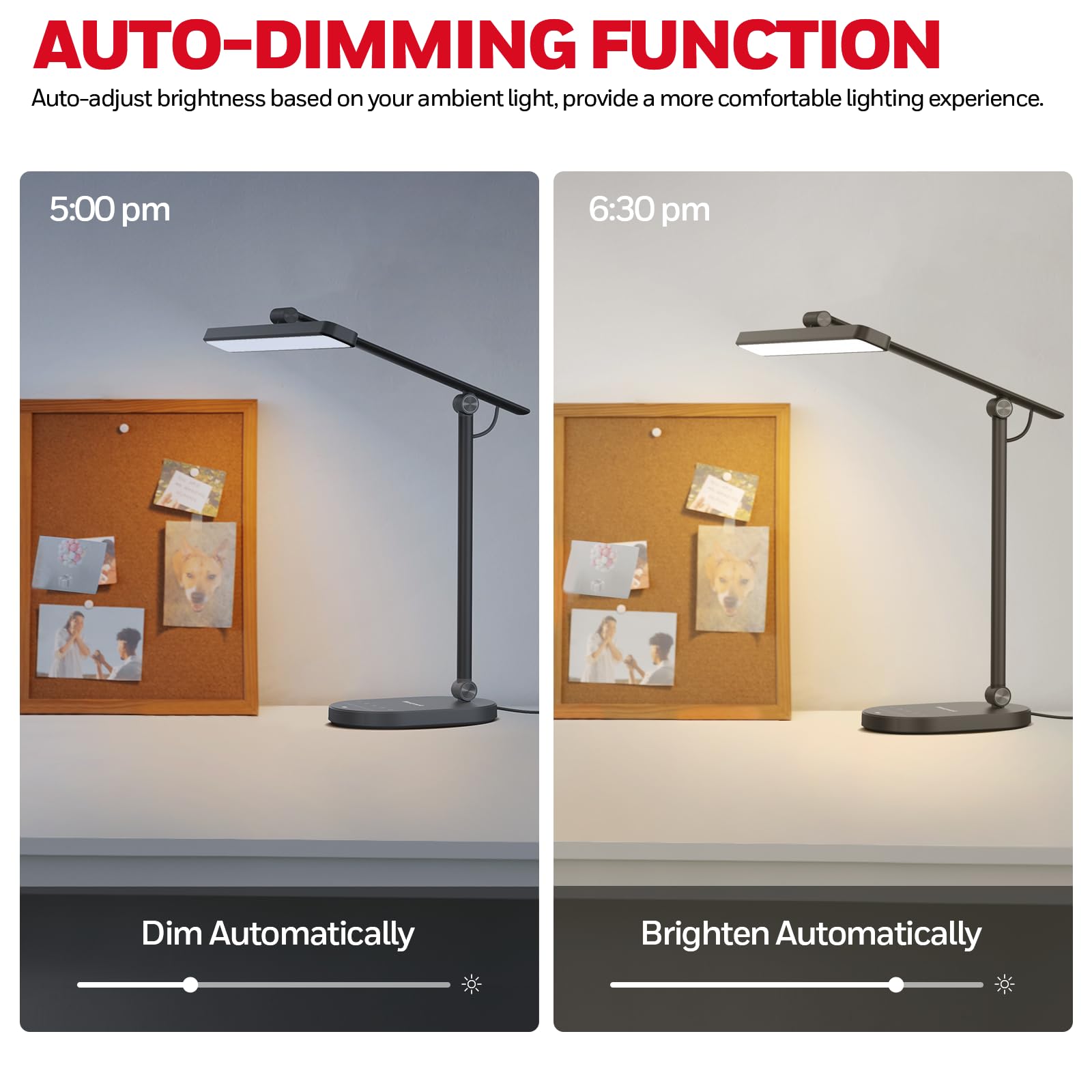 Honeywell H4 Sunturalux™ Eye-Caring LED Desk Lamp - 700LM Dimmable Adjustable Reading Light with Timer & Touch Control for Home Office, Study, Bedroom - Perfect for Work, Reading & Nightstand Use