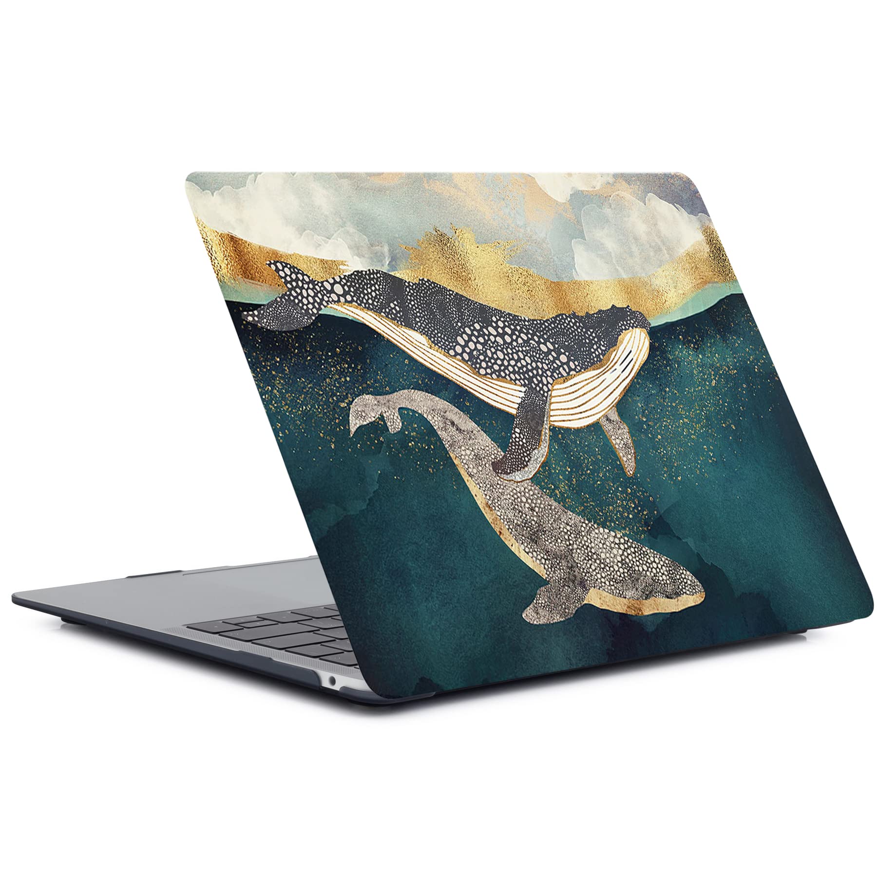 MacBook Pro 13 Inch Case for 2012-2008 A1278 Model - Durable Plastic Hard Shell with Keyboard Cover - Dolphin Design - Perfect for Work, Travel & School Protection