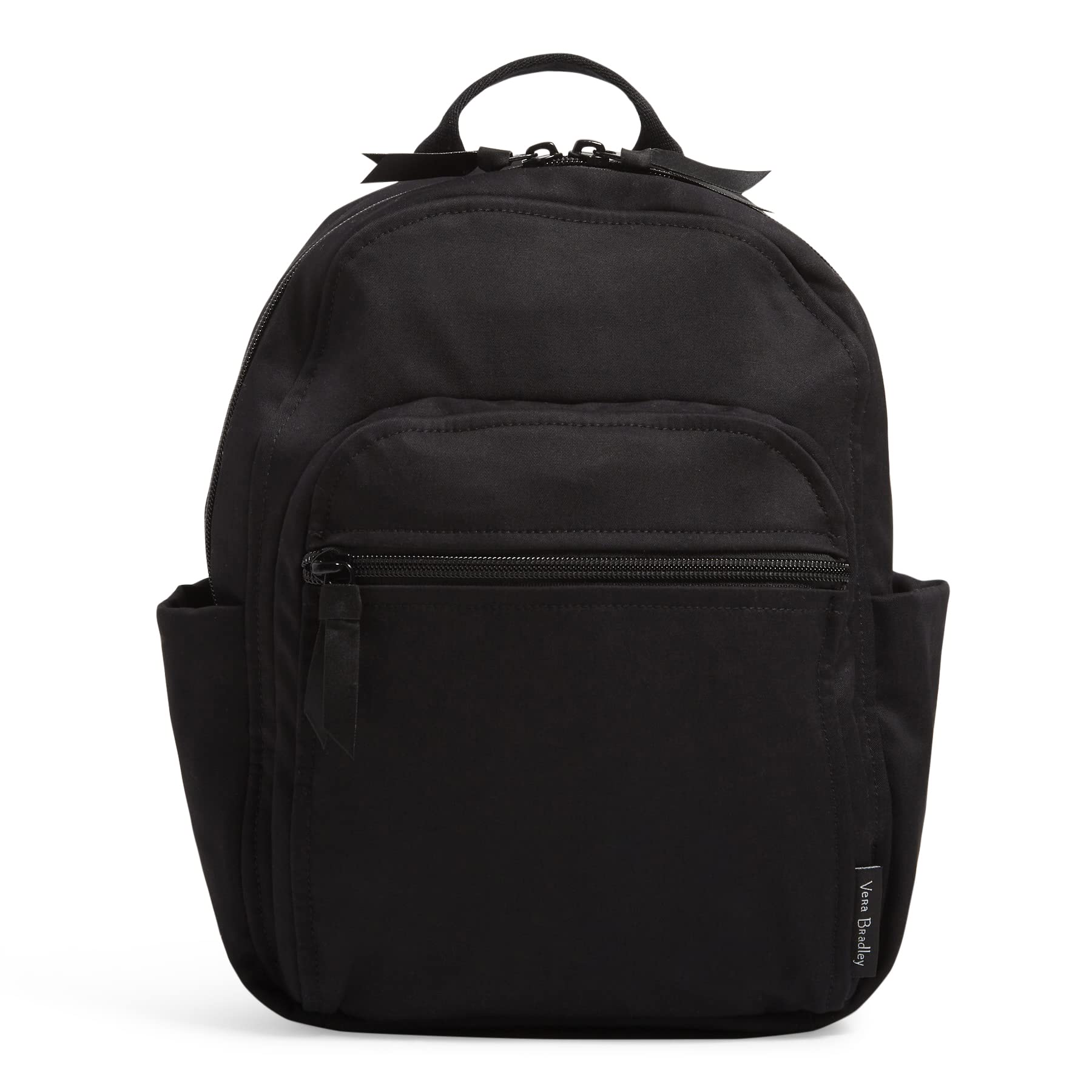 Vera Bradley Women's Cotton Small Backpack - Classic Black One Size | Lightweight Travel Daypack for Work, School & Outdoor Adventures