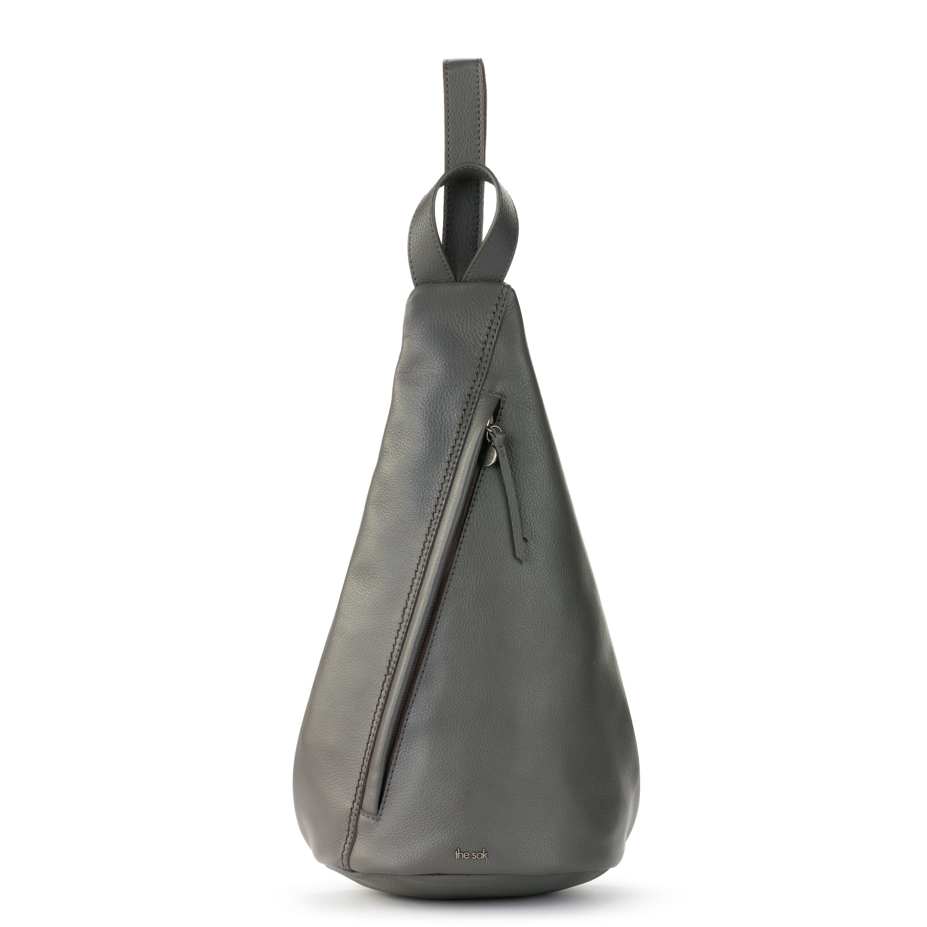 Geo Sling Backpack - Premium Leather Crossbody Bag for Men & Women - Stylish Slate Gray Design - Perfect for Travel, Hiking & Daily Commute