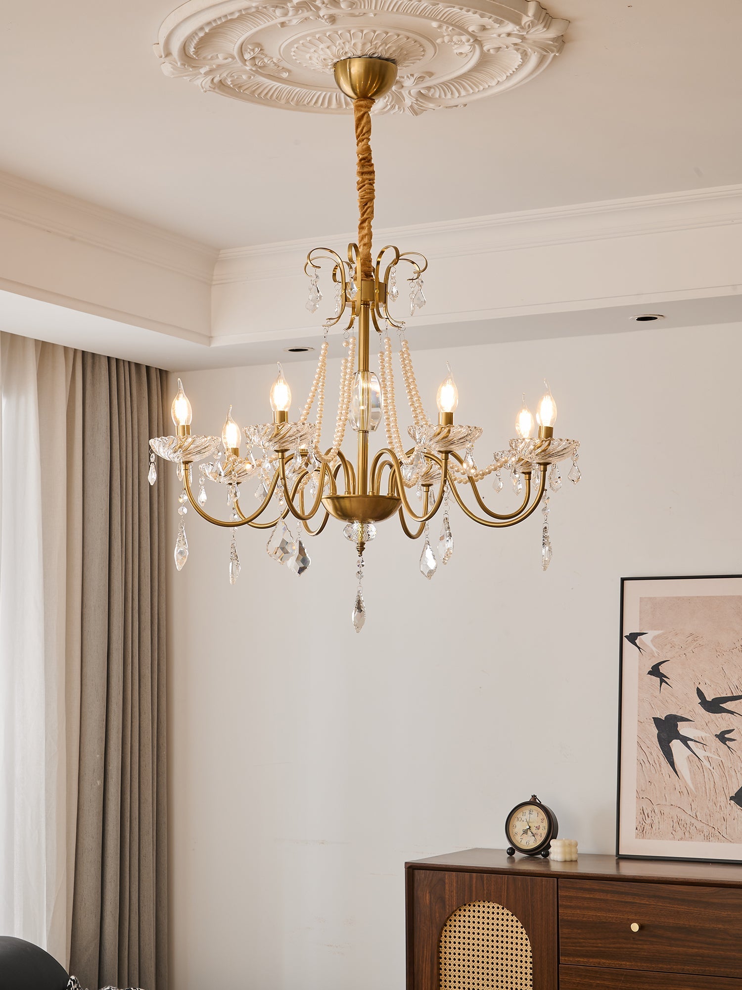 Gilbahar Crystal Chandelier - Elegant Modern Ceiling Light Fixture for Dining Room, Living Room & Bedroom | Dimmable LED Lighting for Home Decor