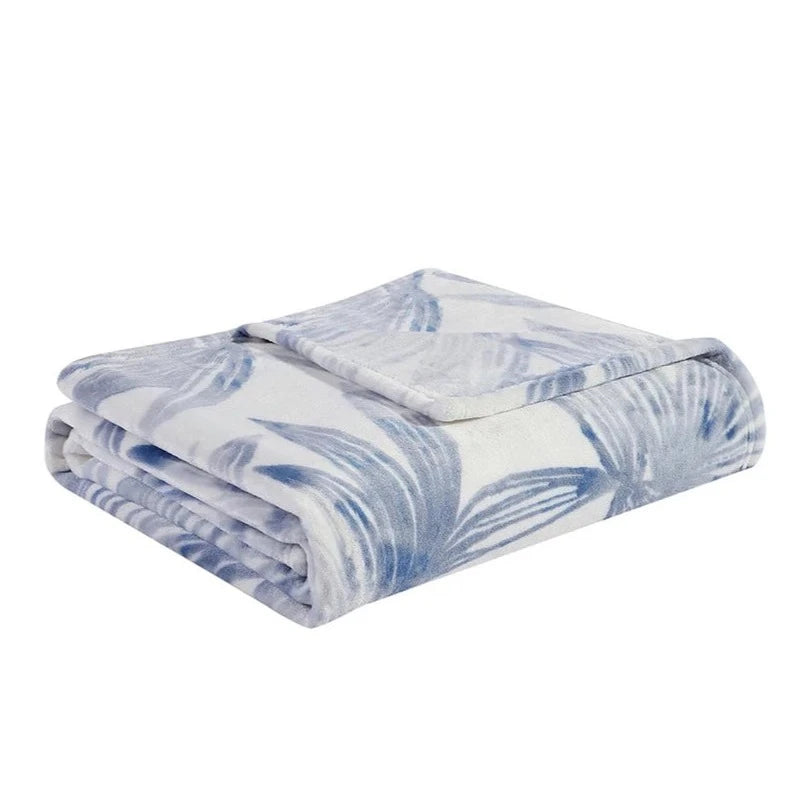 Tommy Bahama Home Kayo Blue Canal Lightweight Throw Blanket - Soft & Cozy for Bed, Couch, and Outdoor Use
