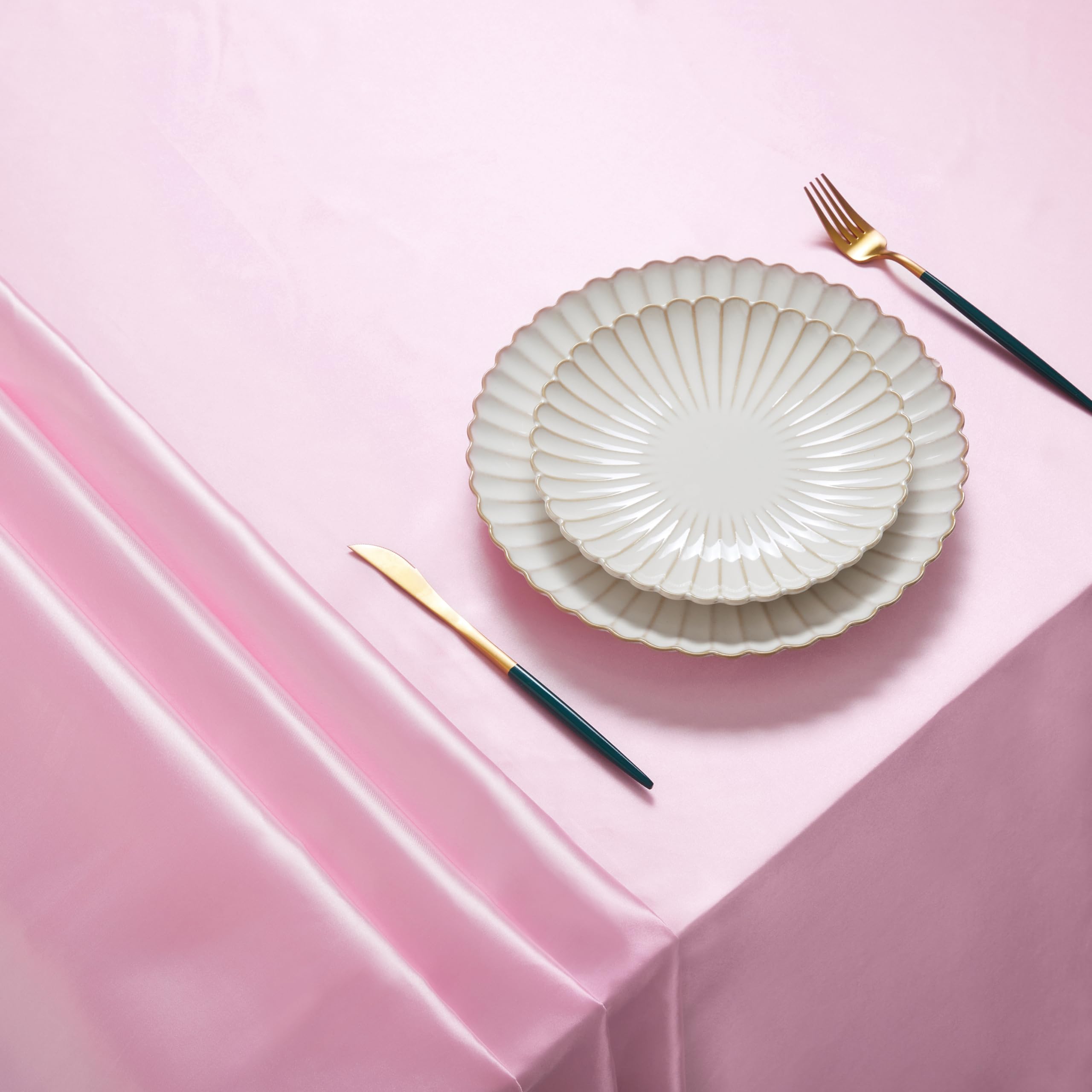 6 Pack Satin Table Covers Rectangle - 60 x 102 Inches Silk Soft Tablecloths for Wedding, Banquet & Dining Room Decor - Indoor Outdoor Use - Pink - Perfect for Parties, Events & Home Decor