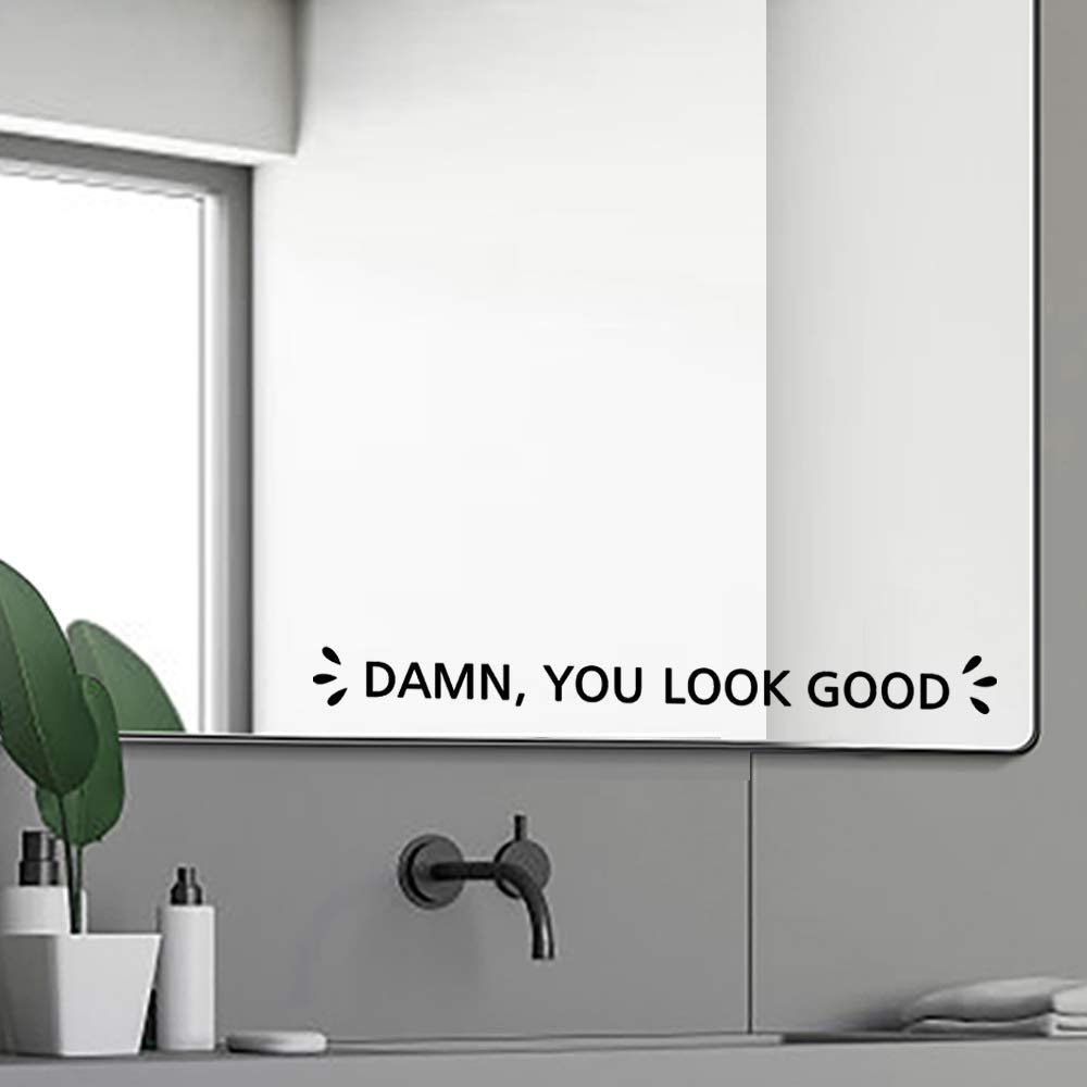 Motivational Mirror Decal - 'You Look Good' Positive Affirmation Vinyl Sticker for Bathroom & Bedroom Decor (13x1.3 Inch) - Self-Esteem Booster & Daily Inspiration