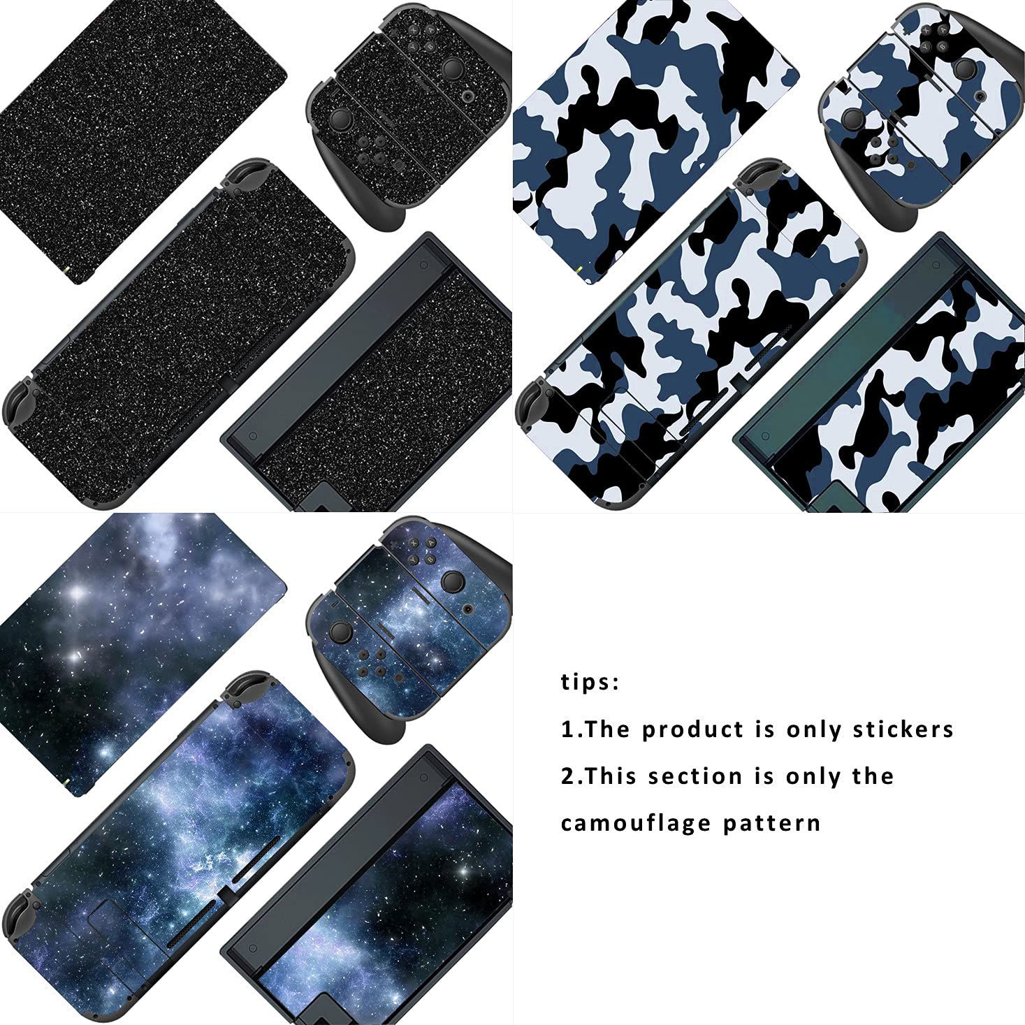 Nintendo Switch Screen Protector & Joy-Con Controller Skin - Black Camouflage Design for Full Console Protection | Scratch-Resistant Film for Switch, Dock & Joy-Cons | Perfect for Gaming, Travel & Everyday Use
