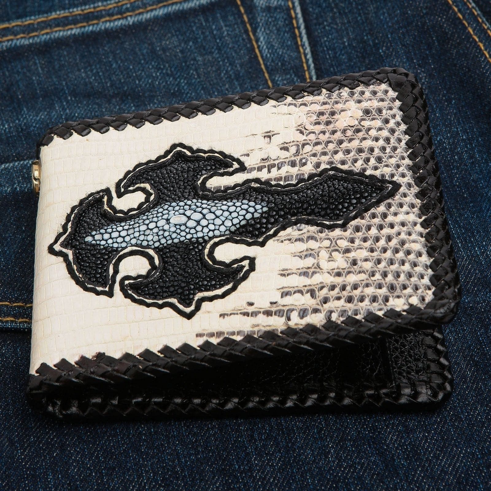 Gothic Grey Genuine Leather Bifold Biker Wallet for Men - Slim RFID Blocking Motorcycle Wallet with ID Window & Card Slots - Perfect for Riding, Travel & Everyday Use
