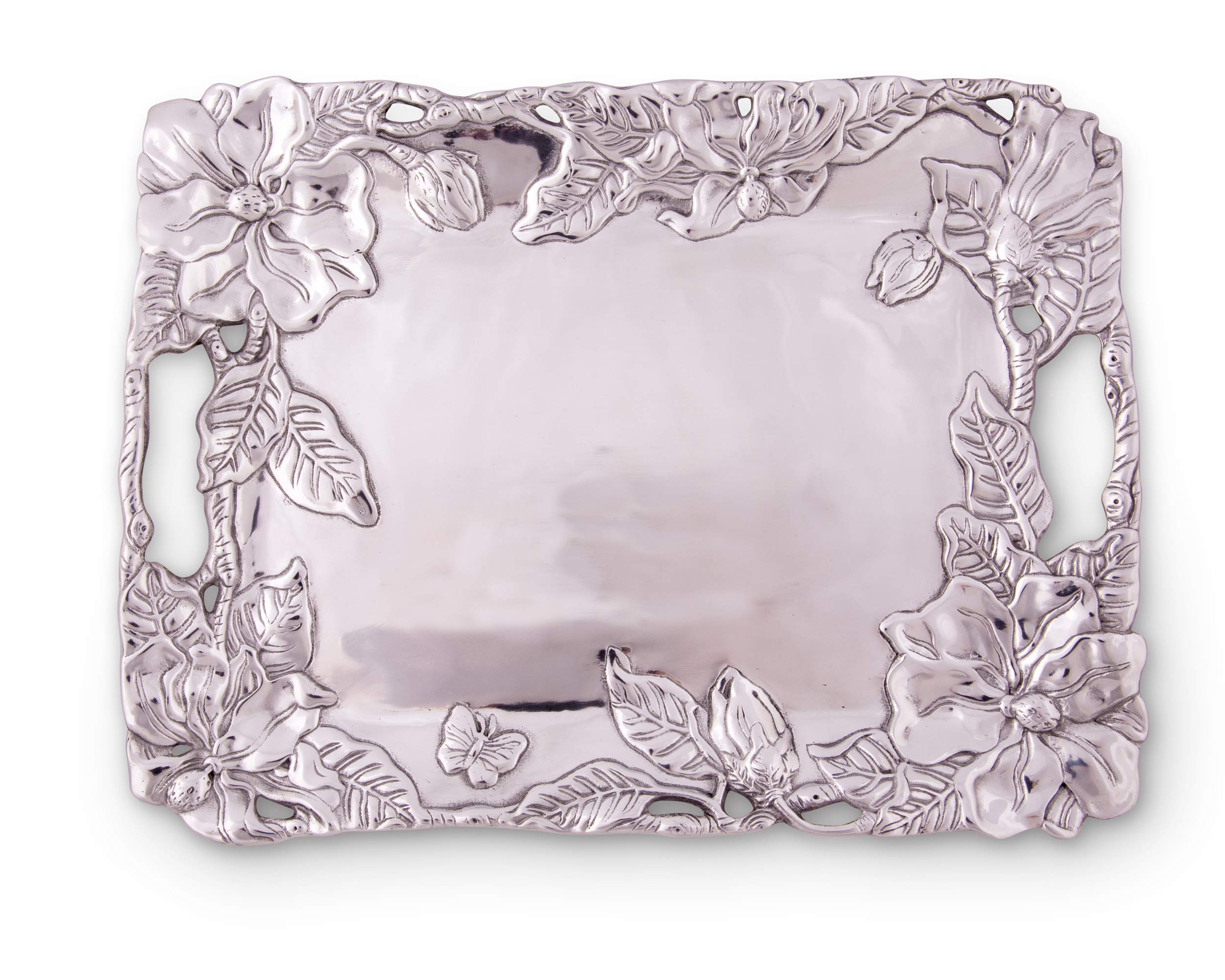 Arthur Court Designs Aluminum Magnolia Serving Tray - 18.5