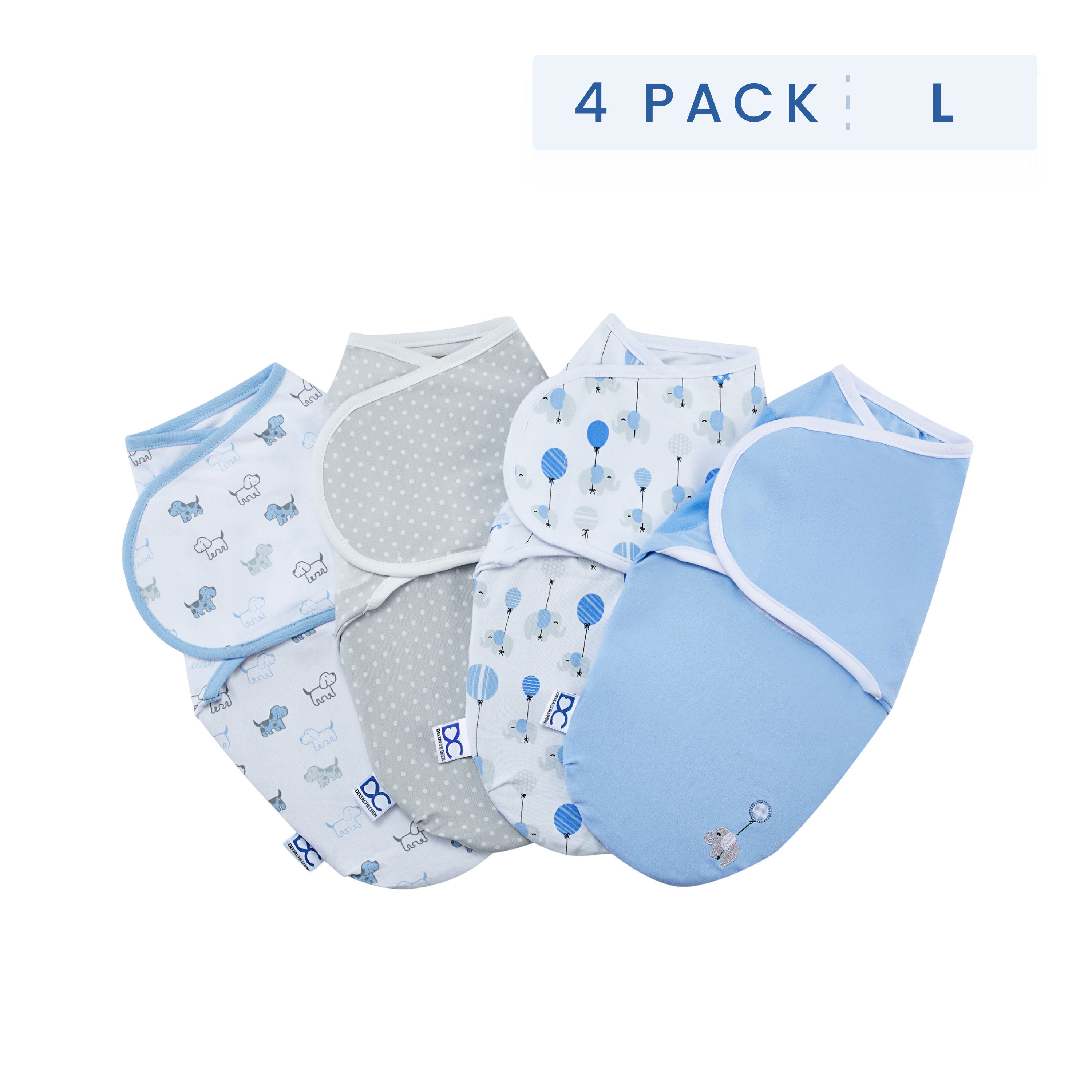 Little Lambs Adjustable Swaddle Wrap - 4 Pack for Babies 3-6 Months (14-18 lbs) | Soft & Breathable Baby Swaddle Blankets | Perfect for Newborn Sleep, Naptime & Swaddling Comfort