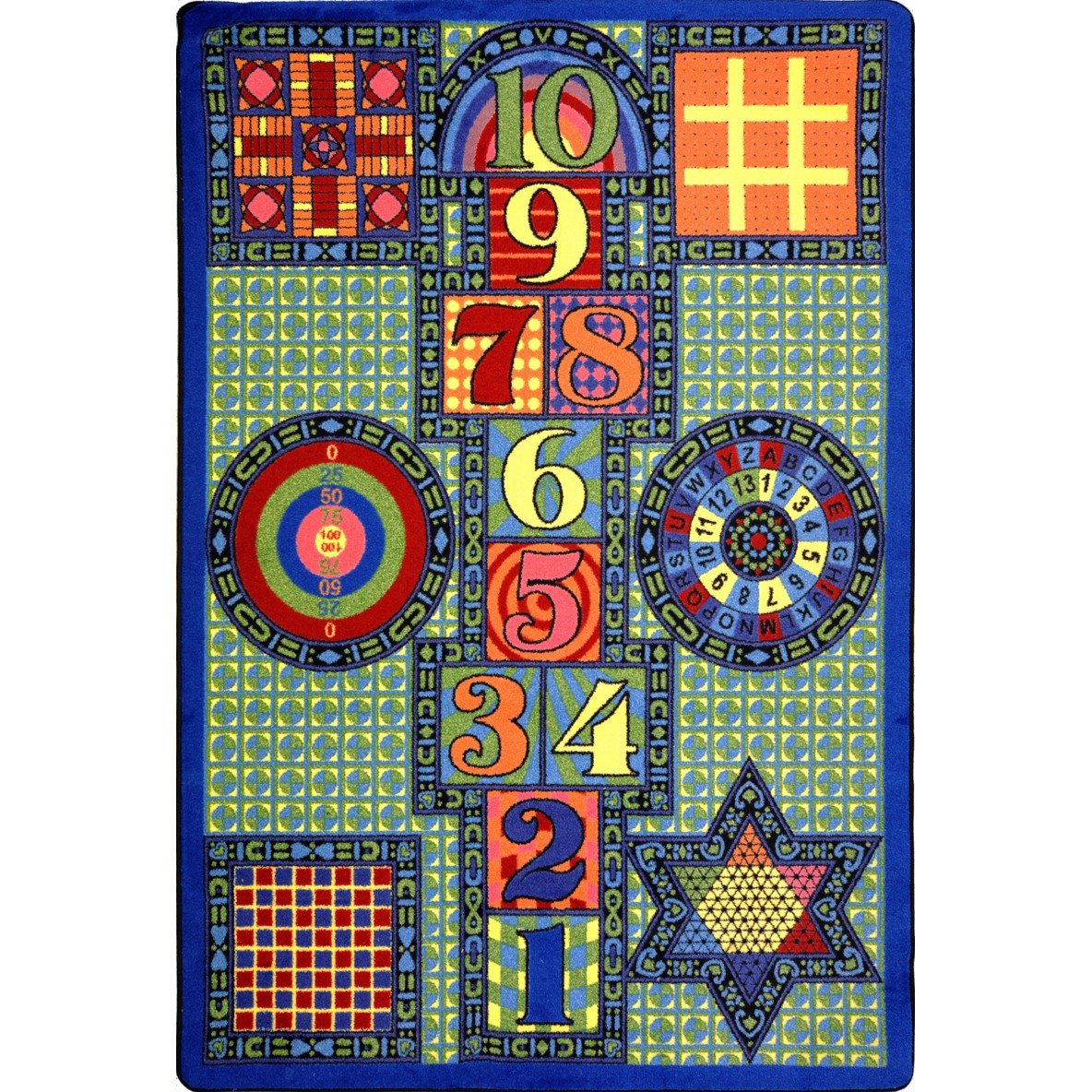 Joy Carpets Games Galore Kids Playroom Rug - Multi-Color 7'8