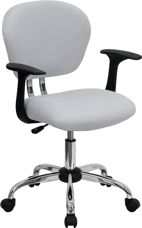 FLASH Beverly Mid Back Black Mesh Office Chair with Padded Seat, Swivel & Adjustable Height, Chrome Base & Arms - Ergonomic Desk Chair for Home & Office Workspace