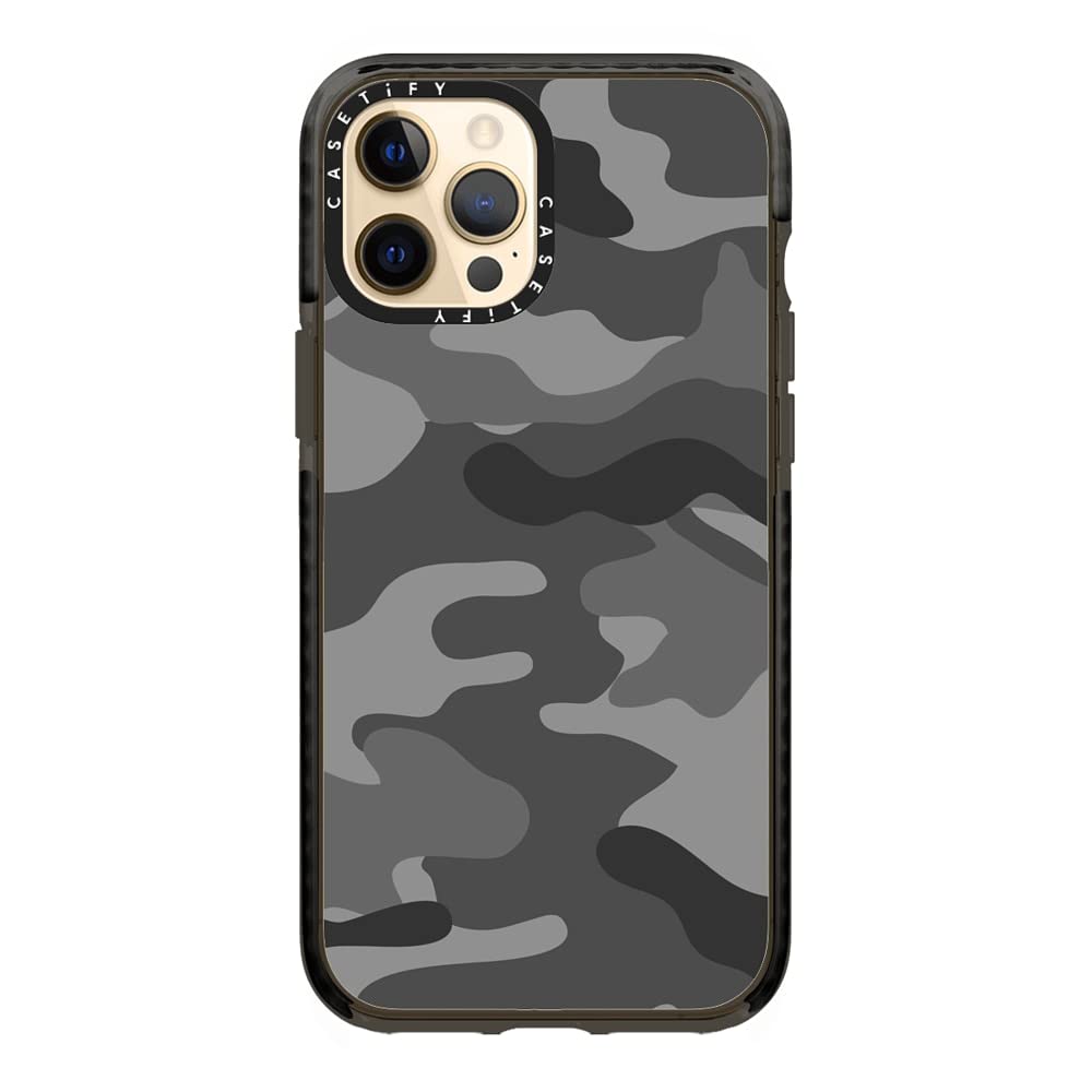 CASETiFY Impact Case for iPhone 12 Pro Max - Camo Grey & Clear Black - Shockproof Protective Phone Cover - Perfect for Outdoor Adventures & Daily Use