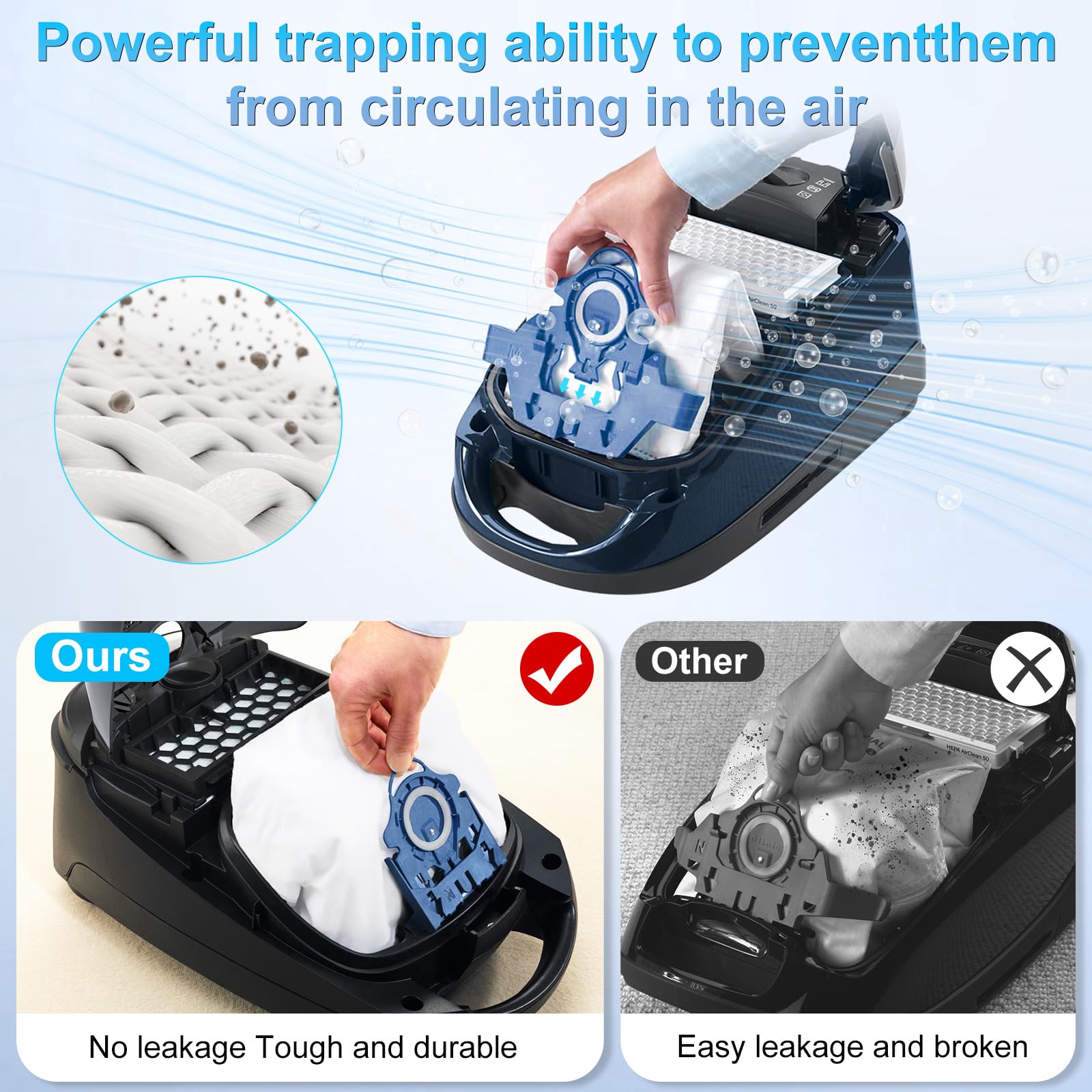 **Miele GN Vacuum Cleaner Bags - 16 Pack Airclean Dust Bags Replacement for Miele Classic C1, Complete C1 C2 C3, Compact C1 C2 S2 S5 S8 Series - Perfect for Allergy Sufferers & Pet Owners**