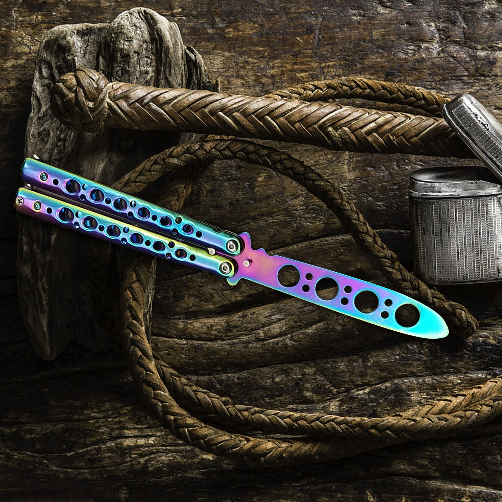 3 Pack Butterfly Knife Trainer Set with Spanner - Unsharpened Steel Flipping Practice Knife for Beginners & Enthusiasts - Perfect for Skill Training, Stress Relief & EDC Collection (No Offensive Blade)