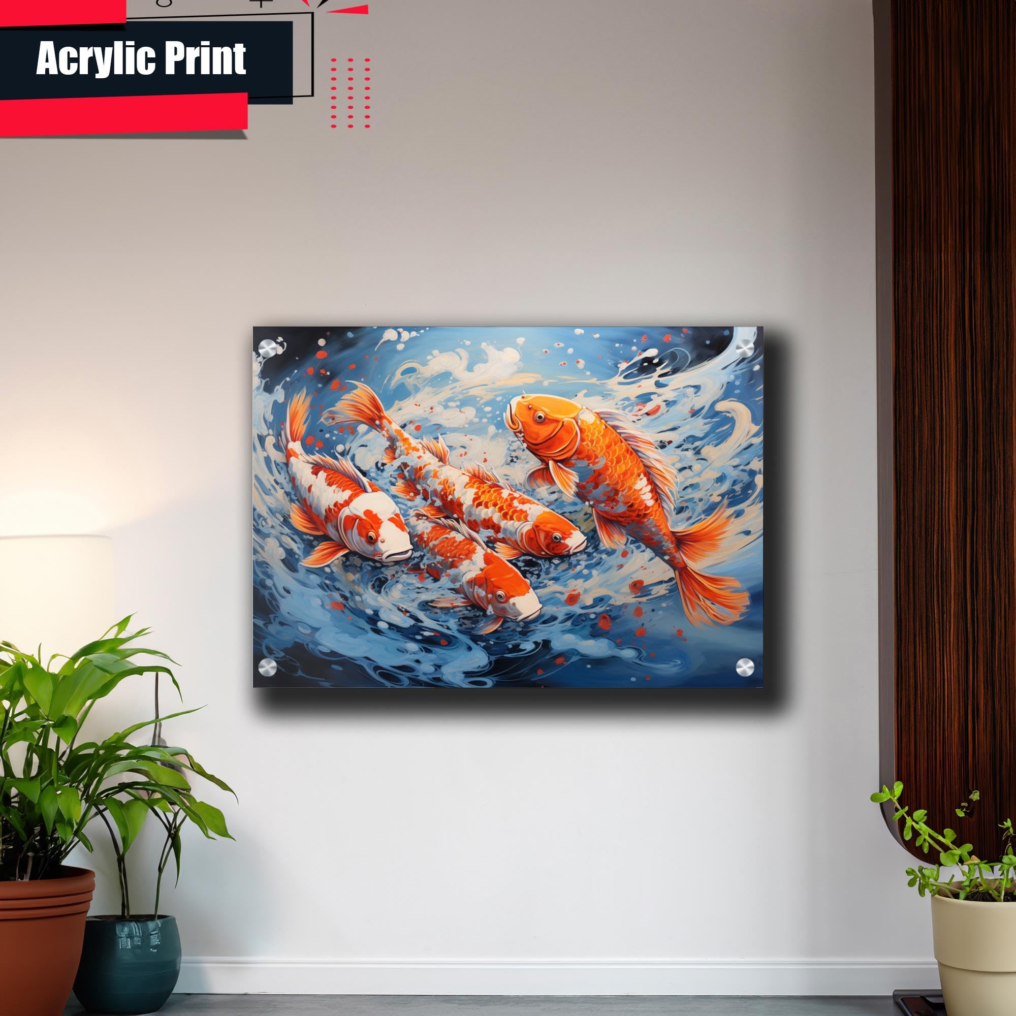 Japanese Koi Fish Art Print - Zen Wall Decor for Home & Office