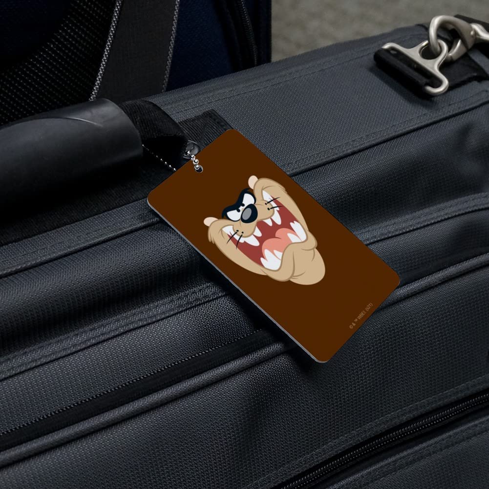 Looney Tunes Taz Face Luggage Tag - Durable Suitcase ID Card for Carry-On Bags - Perfect for Travel Identification and Personalization