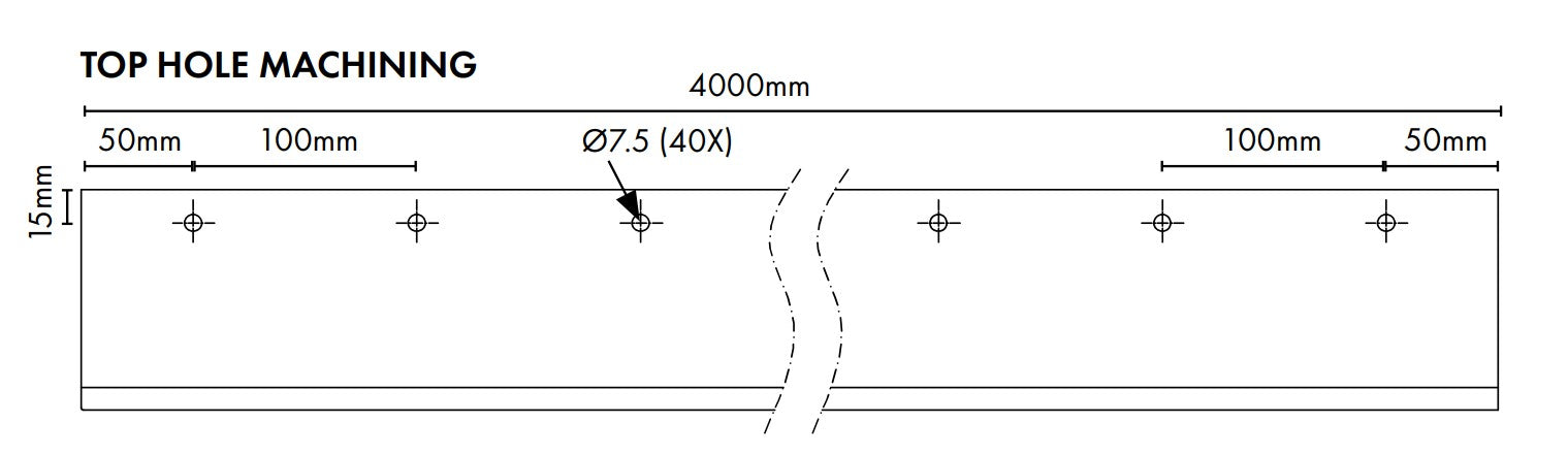 Aluminum Face Mount L Profile Visor Balustrade - 4000mm Long for Staircase, Balcony & Deck Railing Systems