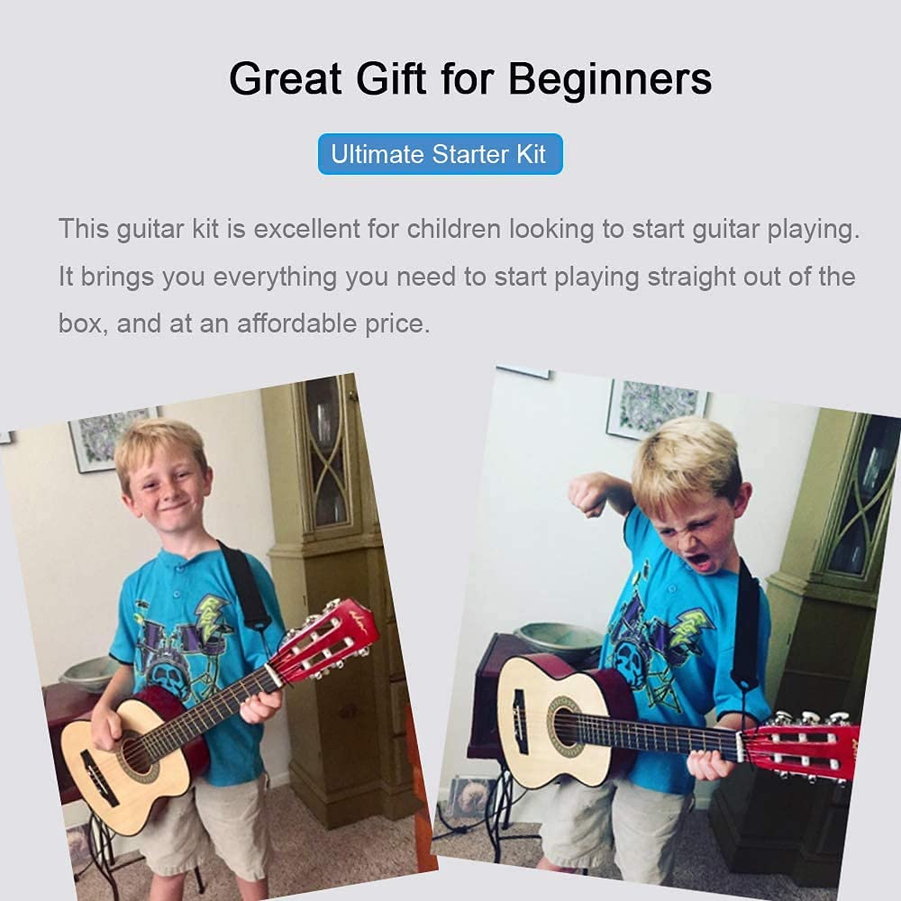 ADM 30 Inch Beginner Acoustic Classical Guitar with Nylon Strings - Wooden Guitar Bundle Kit for Kids, Boys, Girls & Students (Includes Gig Bag, Strap, Tuner, Extra Strings, Picks) - Perfect for Home Practice, Music Lessons & Youth Performances