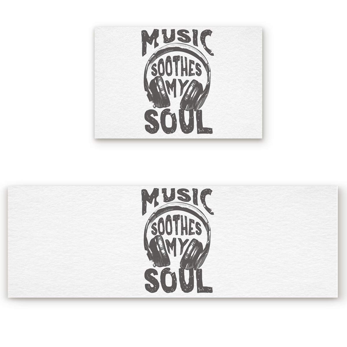 Crystal Emotion Kitchen Rug Set 2-Piece | Music Soul Slogan Non-Slip Absorbent Floor Mats | Comfort Standing Doormat Runner for Bedroom, Bathroom, Sink & Laundry | Perfect for Kitchen, Entryway & High-Traffic Areas