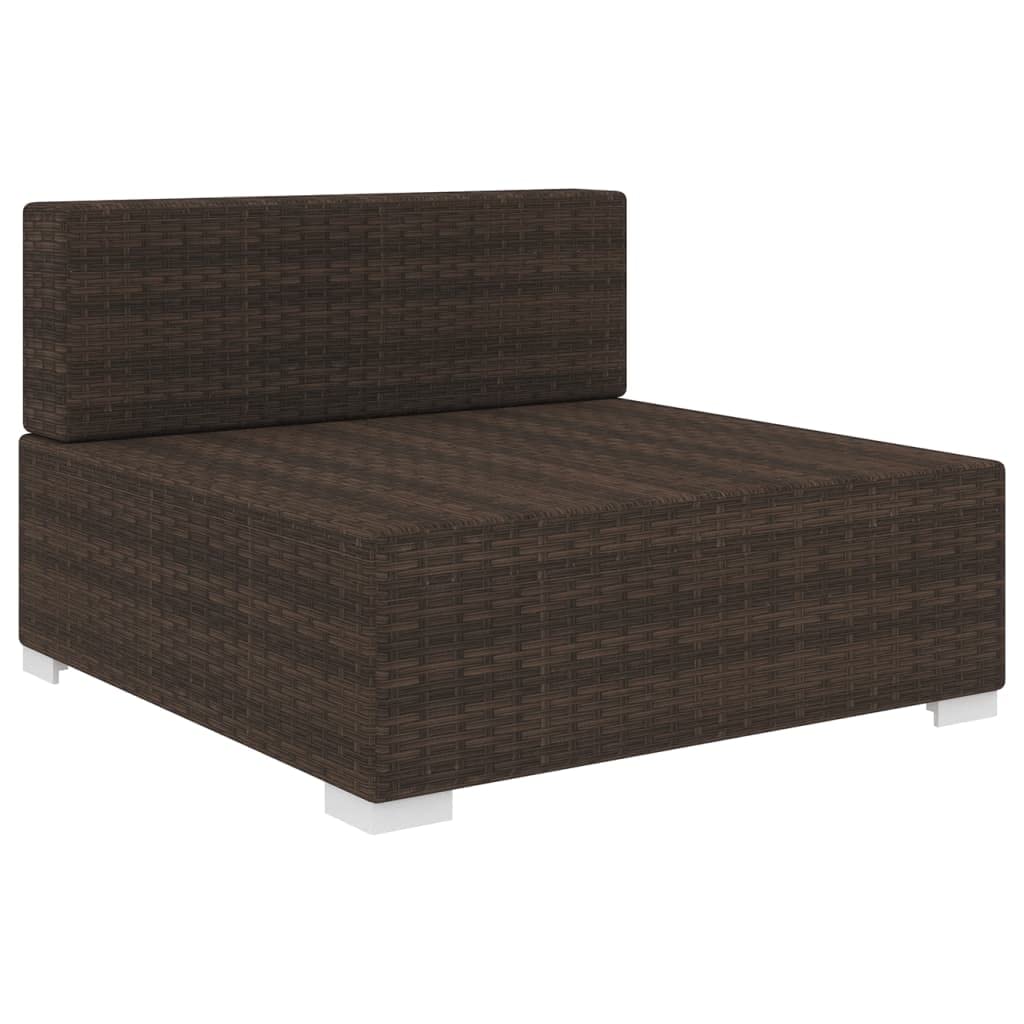 **Charmma Brown Poly Rattan Sectional Sofa with Cushions - Perfect for Patio, Garden, or Outdoor Lounge**